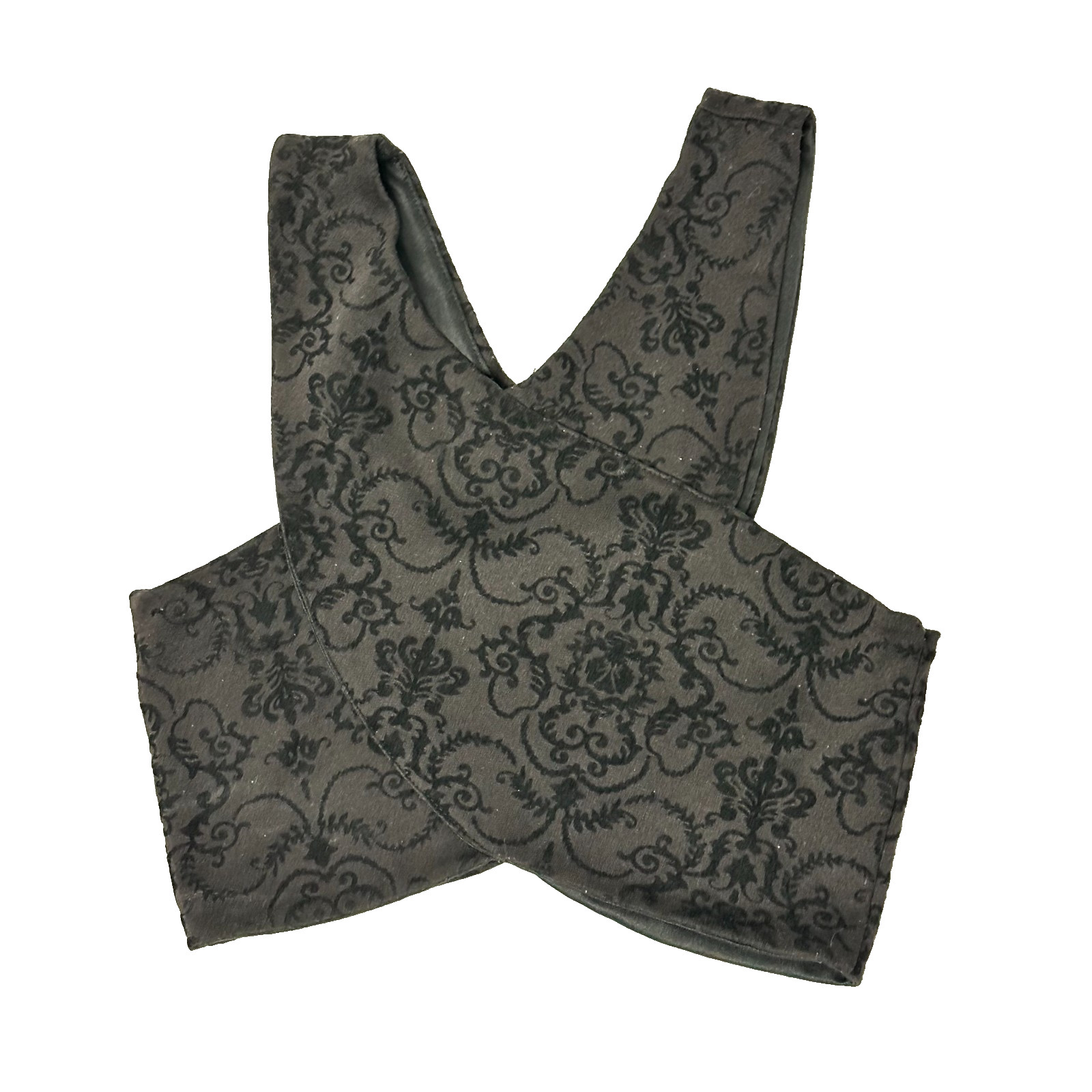 Vintage 90s Y2K Goth Arden B Black Velvet Crop Top Small Women Clubwear Filigree