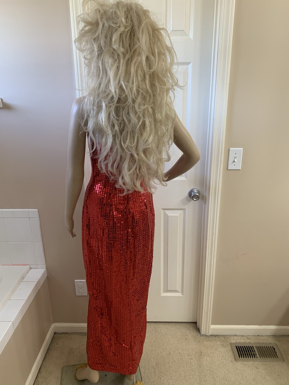Vintage 1990’s L.A. Glo Size 7/8 Red Sequence Holiday Party Formal Dress