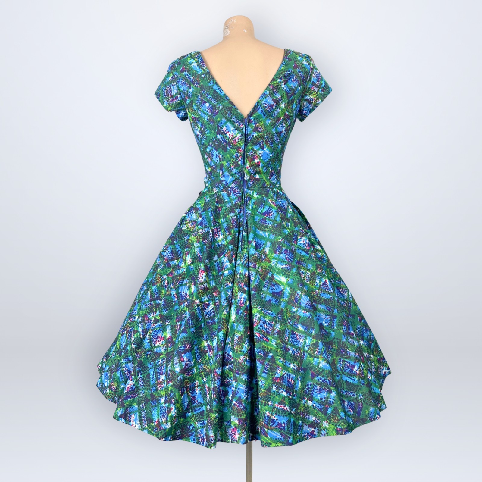 Vintage 1950s Kane Weill Cottontime Pebble Stone Print Full Sweep Dress New Look