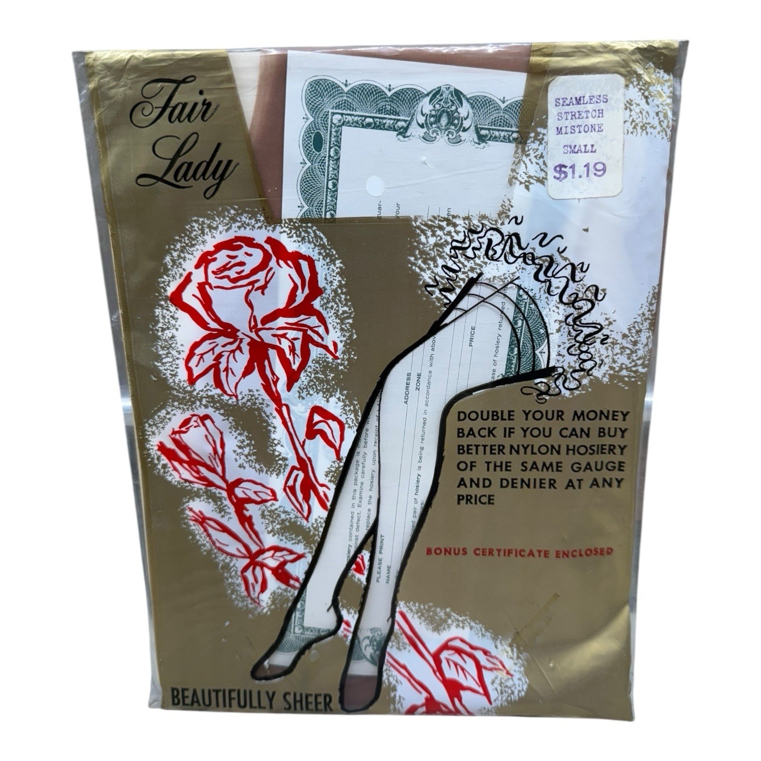 Fair Lady Cherie Exquisite Seamless Nylon 51 Gauge Stockings Mistone Stretch S