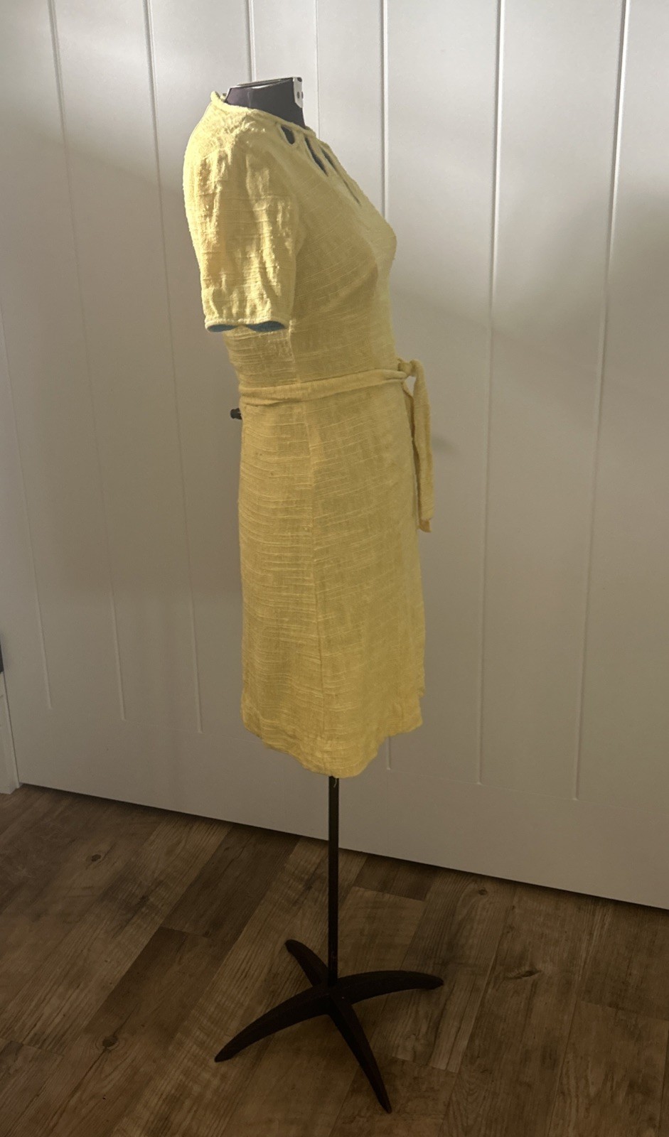Vintage J. Harlan Originals ModYellow Linen Dress With Cut Out Neckline