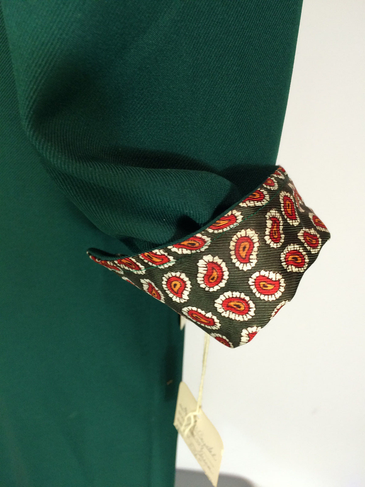 NOS Vitnage 70s Boho Bohemian Full Length Button Dress Green Paisley Hippy 12