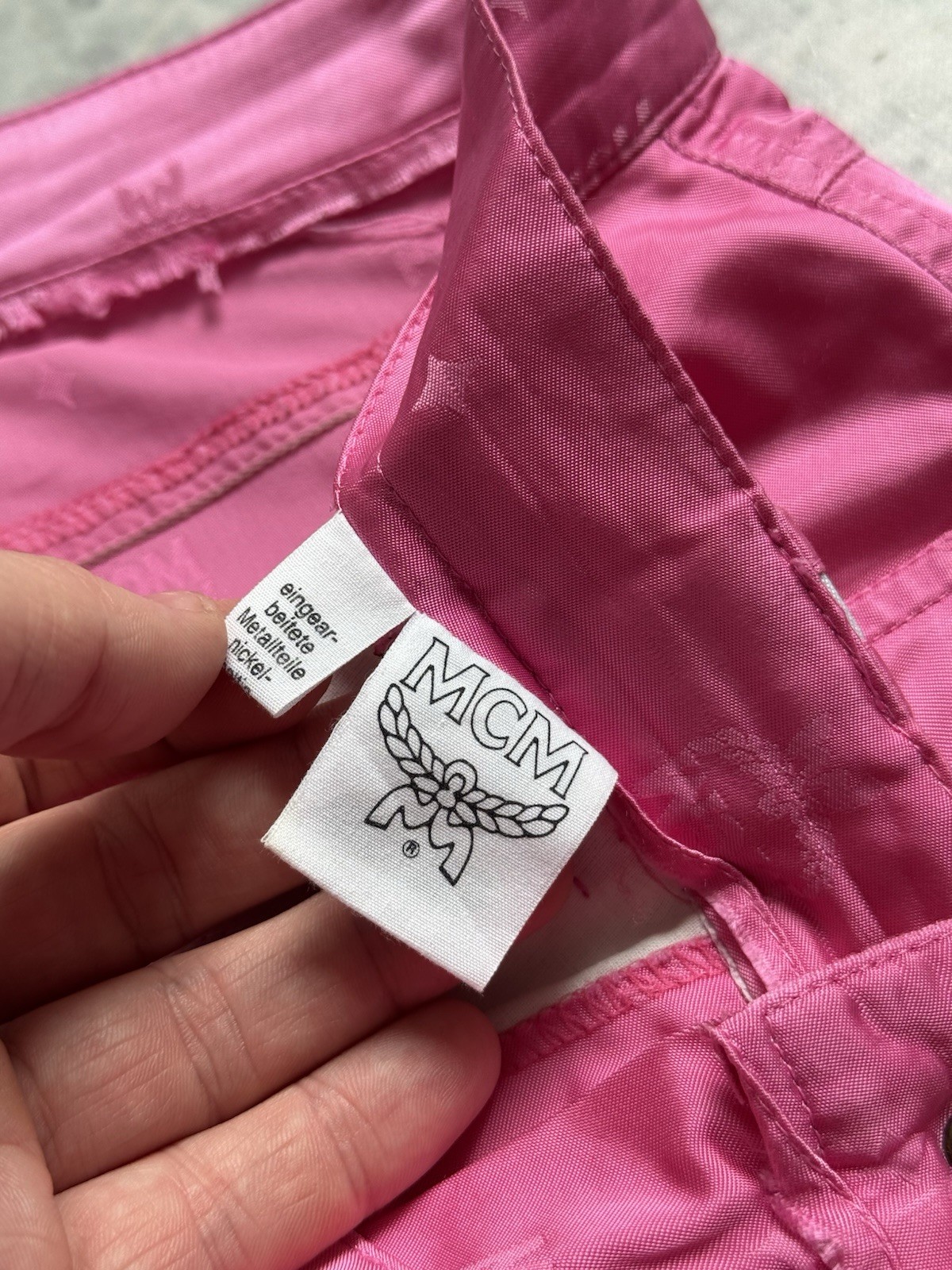 MCM baby Pink Vintage Retro Multilogo Pants Y2K Japanese Style De Luxe