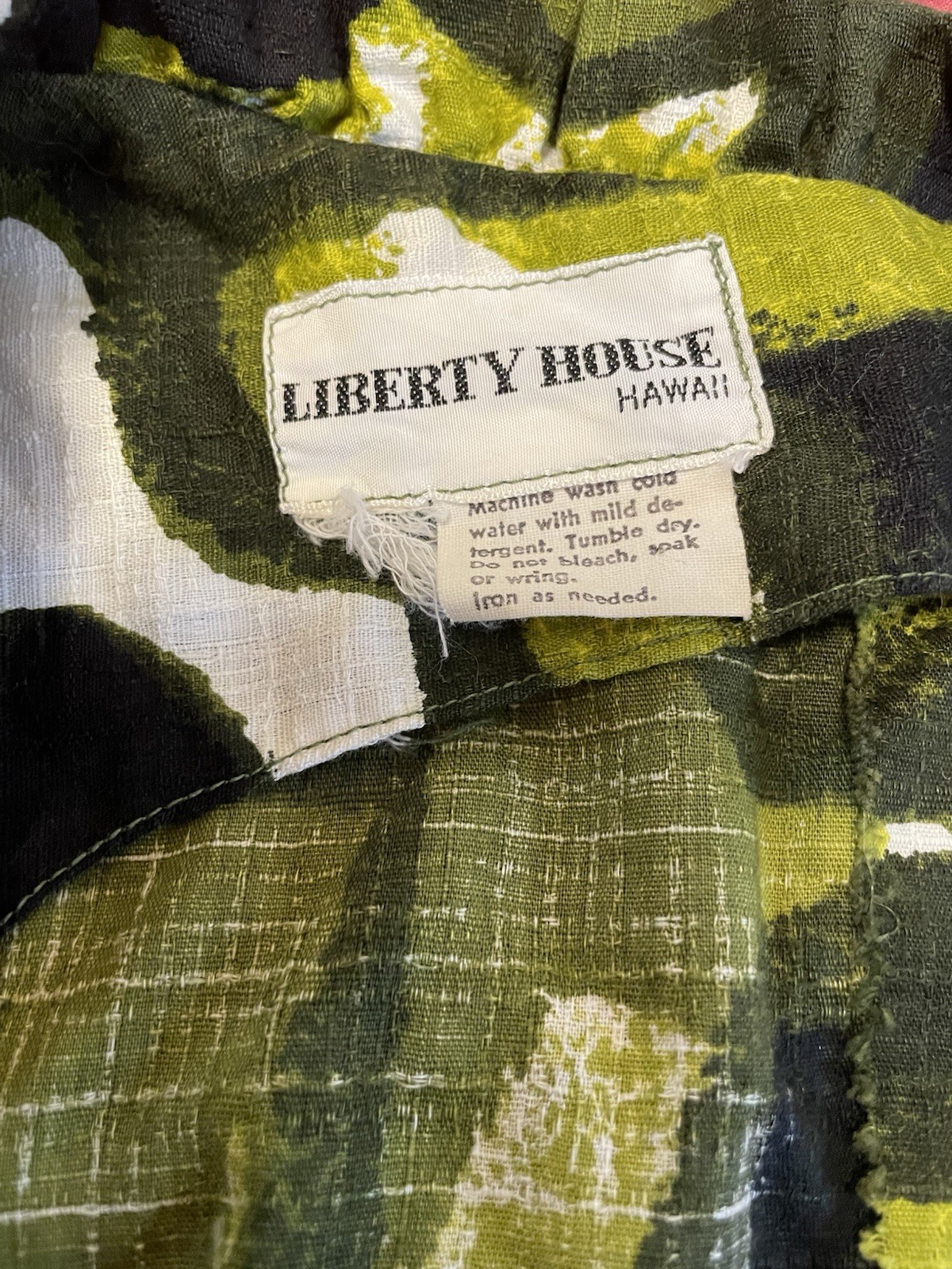 Vintage Liberty House Hawaii Maxi Dress Size S Abstract Pattern Green And Black