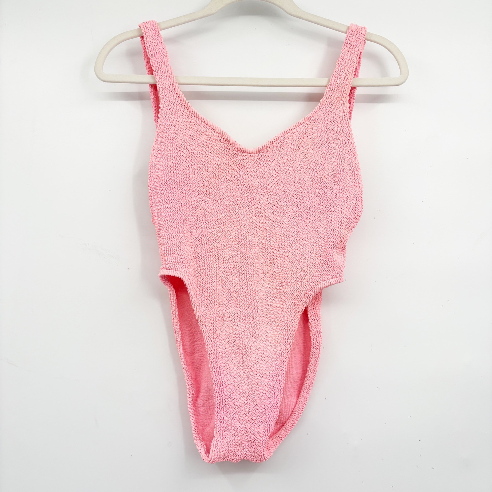 Daffy Waterwear Womens Pink Crinkle Textured 80s 90s Vintage Swimsuit Size 11/12