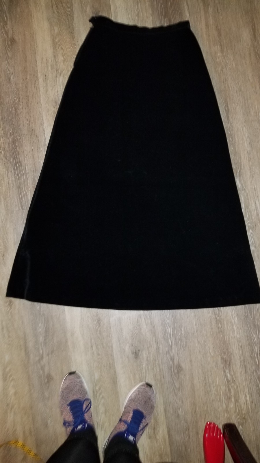 Vintage Dorothy Bullit Jet Black Velour High Waist Maxi Long Skirt size medium