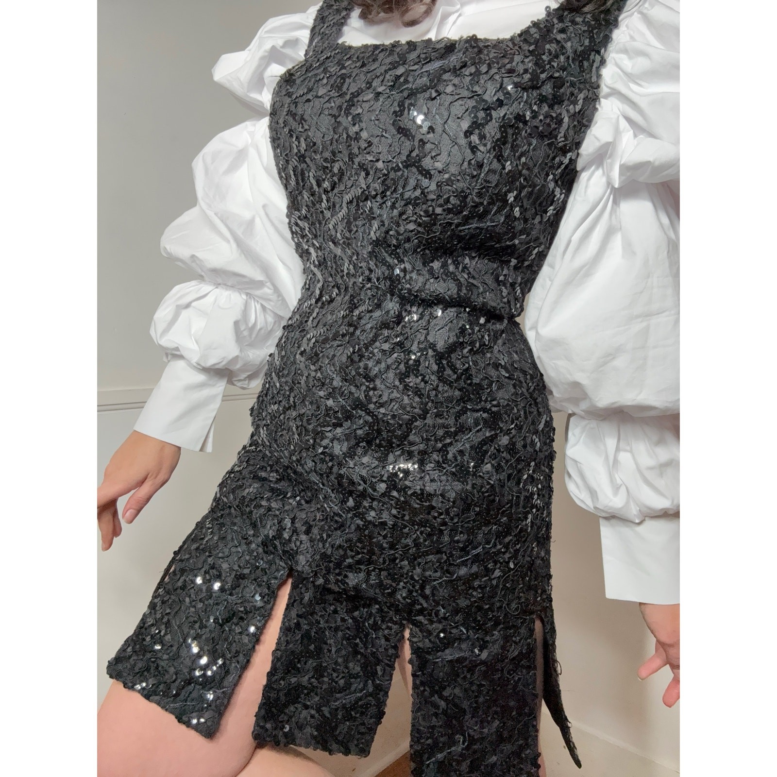 Extra Large 1980s Vintage Sequined Carwash Hem Mini Dress by HW Collections