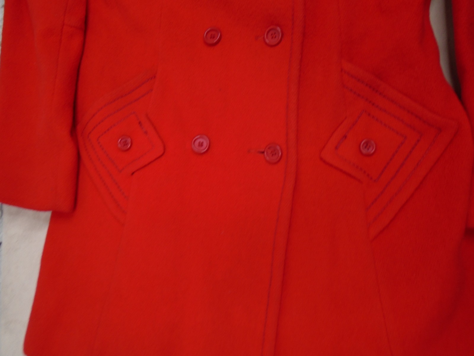 Vintage 80s Betty Rose Red Wool Peacoat Size Small Golden Buttons Double
