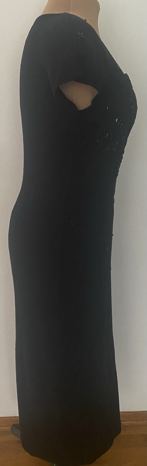 Vintage 90s CASUAL CORNER Beaded Sweater Dress *Medium* Wool Blend Embellished