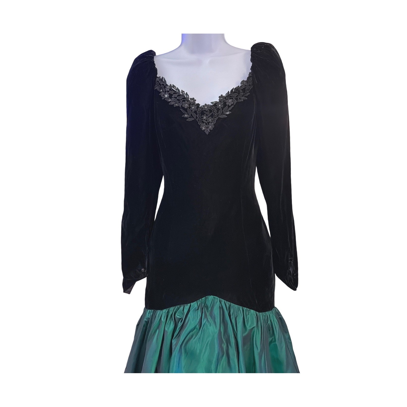 Vintage 80’s 90’s ILGWU Velvet Taffeta Gown Dark Romance Whimsigoth Gothic Glam