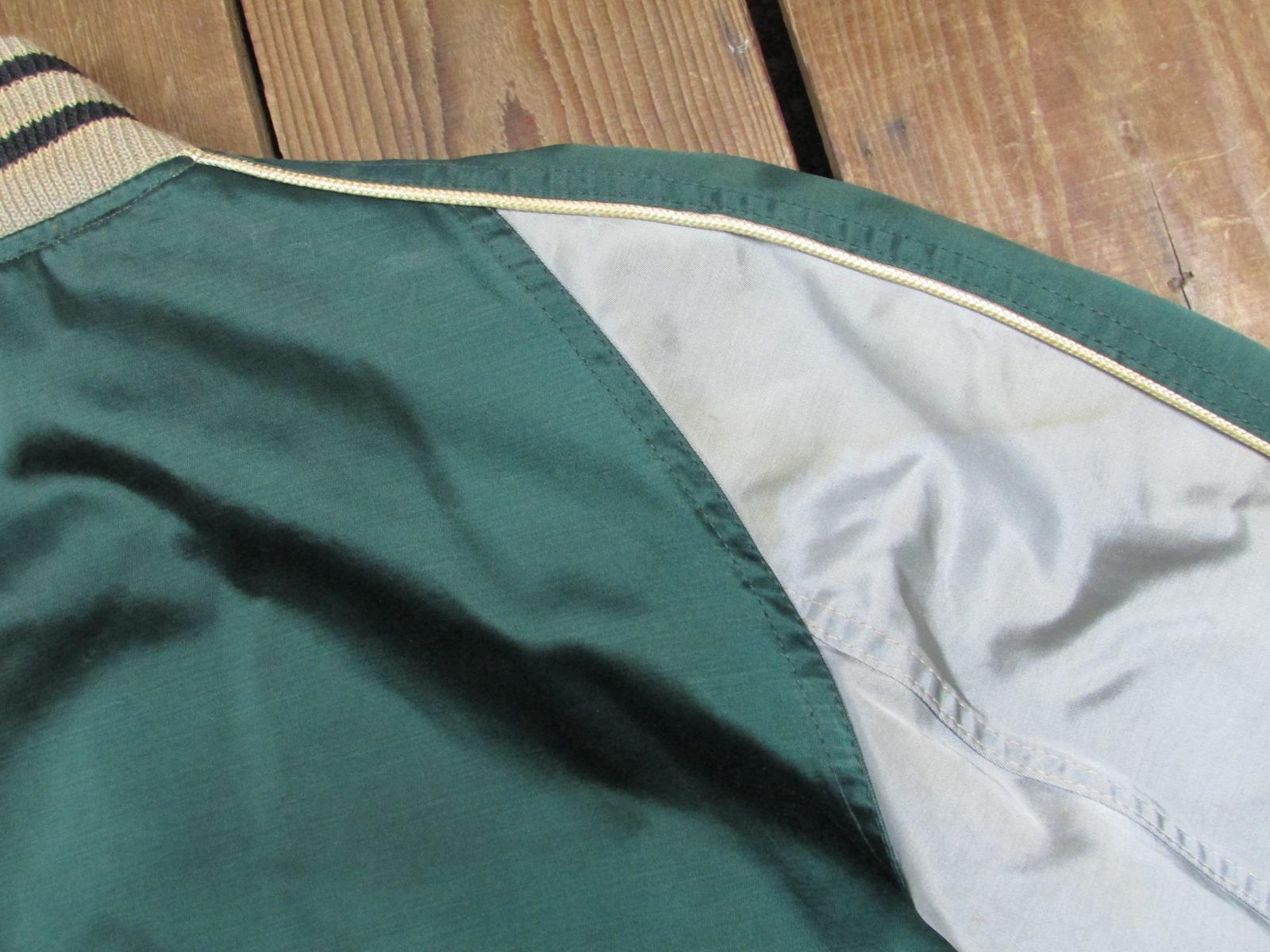 Vintage 1950s Butwin Satin Athletic Jacket Green/Silver Newmanstown H.S. PA.