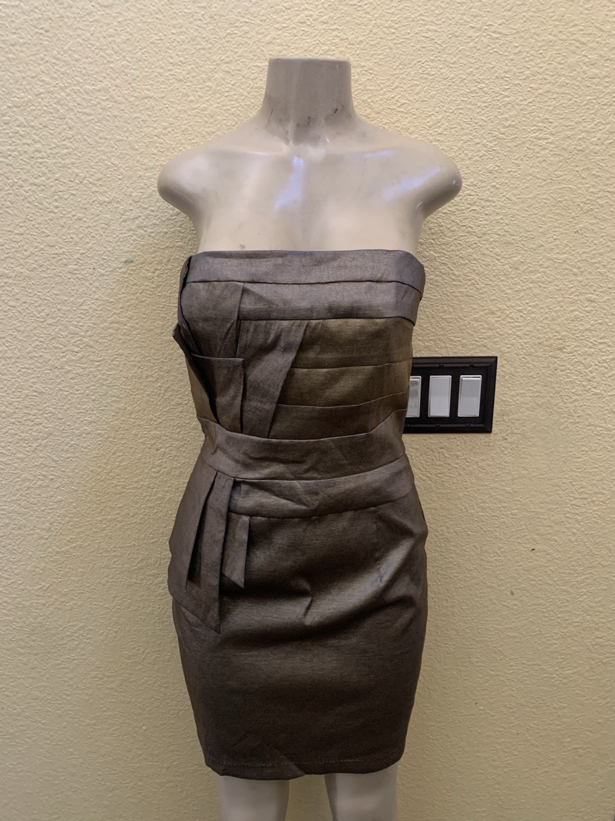 VTG NWT Mint Jessica McClintock Size 12 Golden Color Strapless Mini Dress