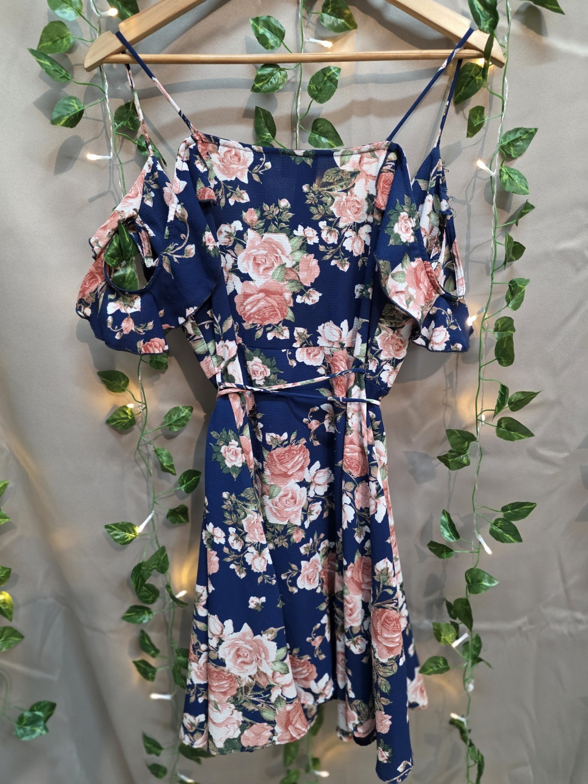 Vintage Floral Mini Wrap Dress 90’s Y2K Whimsical Fairy Ruffled Made In USA Sz S
