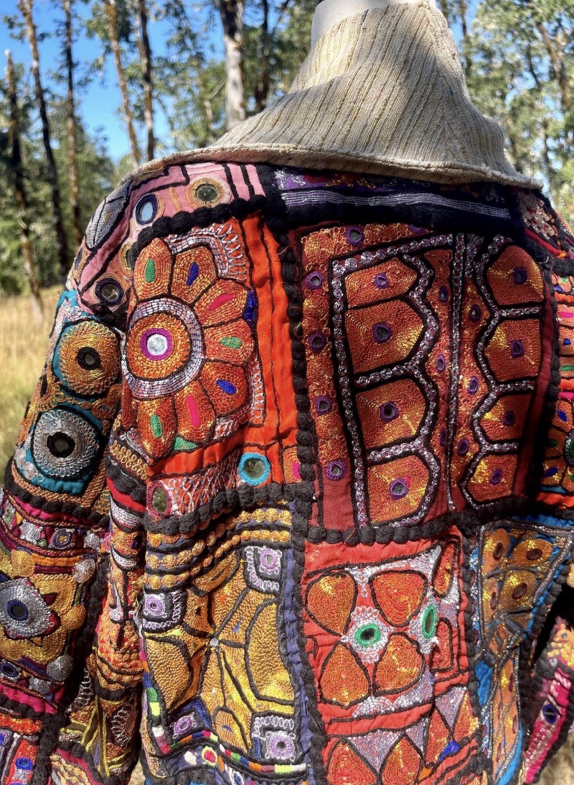 Banjara Indian Patchwork Mirrorwork Silk Colorful Rock n Roll Festival Jacket