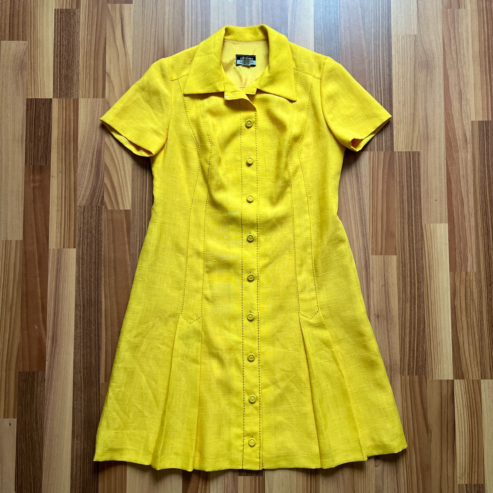 1970s Plus Size Mod Shirt Dress Button Front Aline Retro Midi Short Sleeves 46