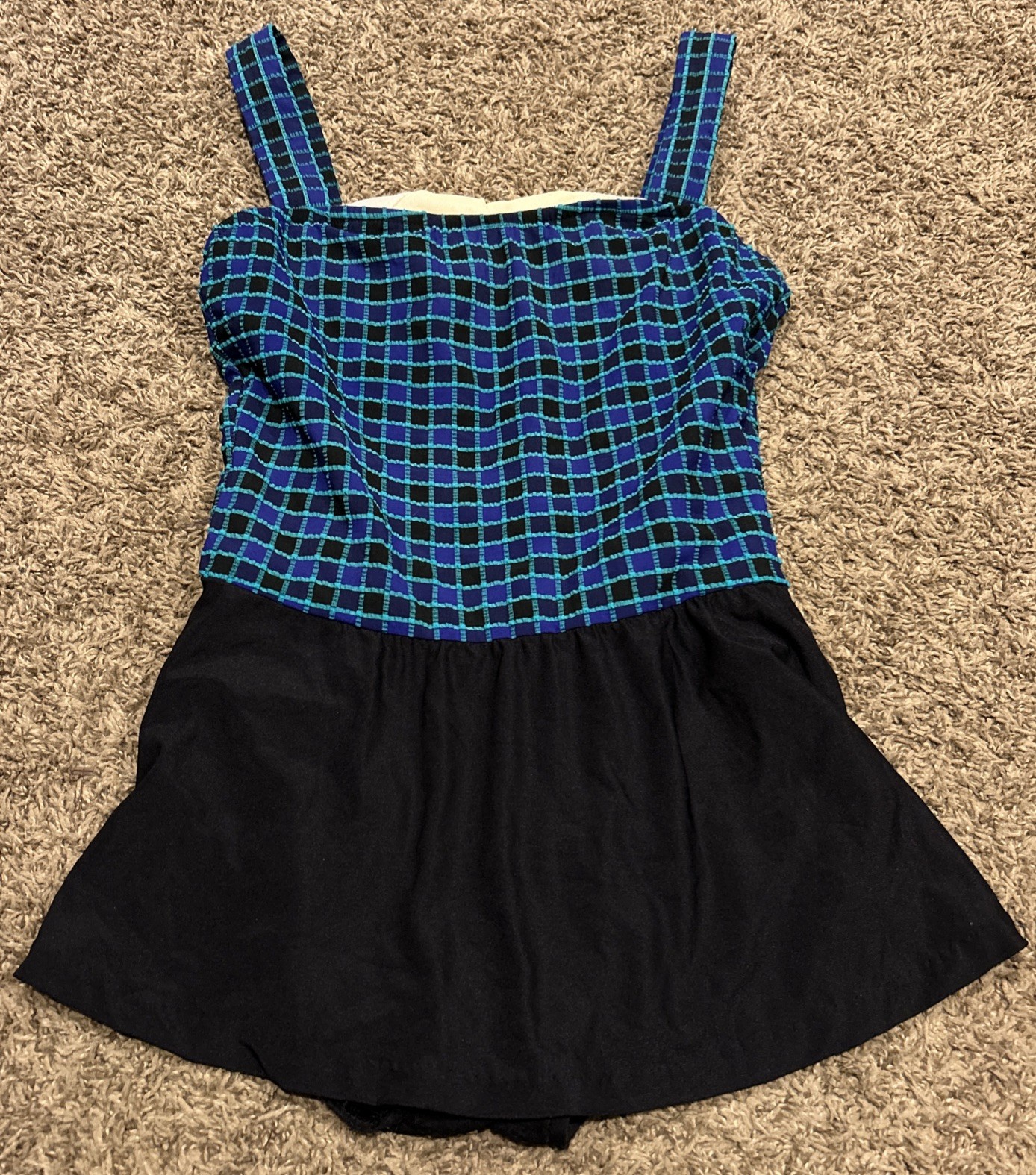 Vintage MAINSTREAM One Piece Swimsuit Womens 8 Teal Purple Black B21
