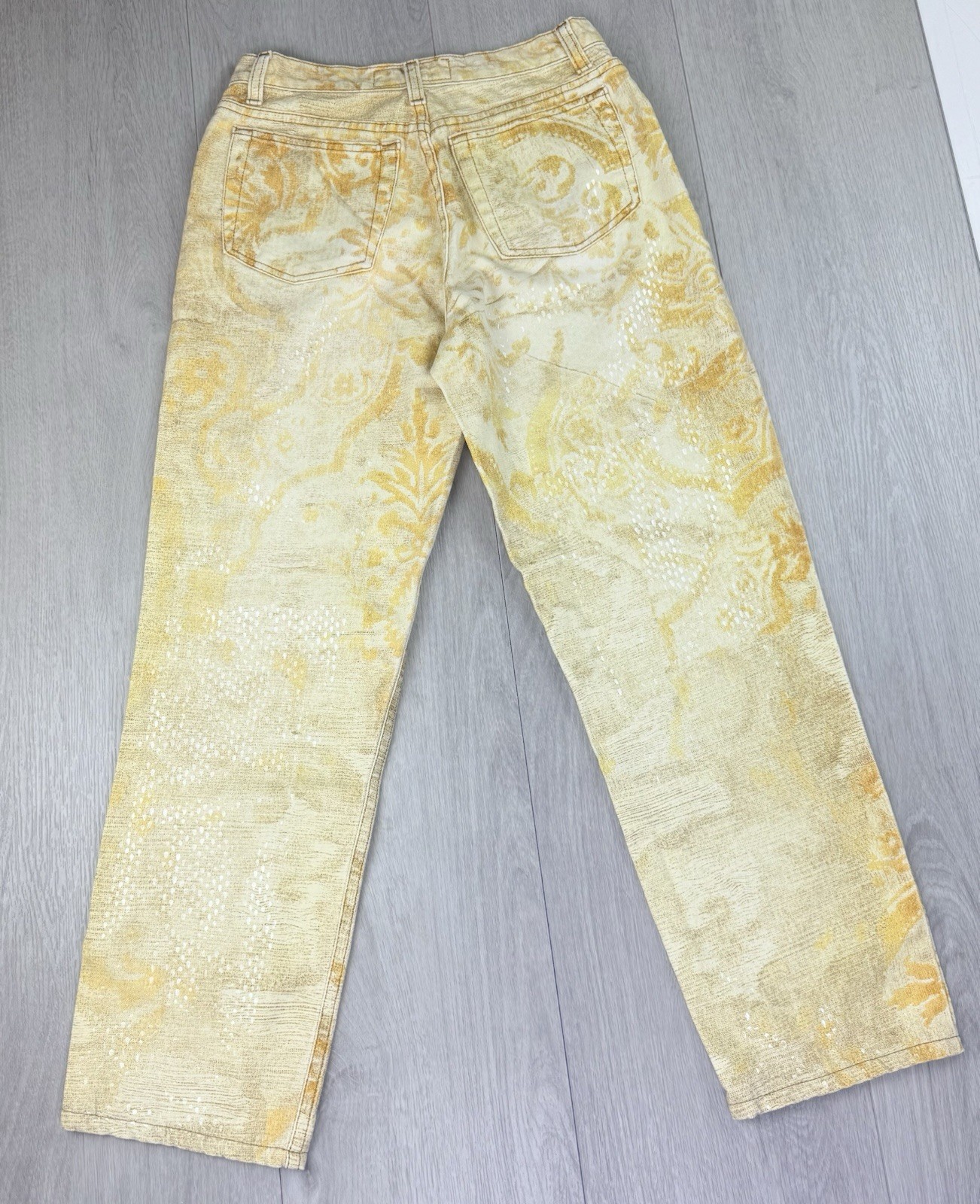 Vintage Roberto Cavalli 90s Funky Sand Blasted Denim Shimmer Jeans Small Italy