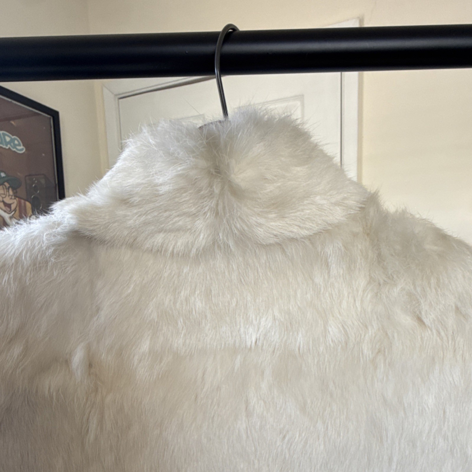 Vintage Ivory Rabbit Fur Women’s Coat with Satin Lining 100% genuine real fur