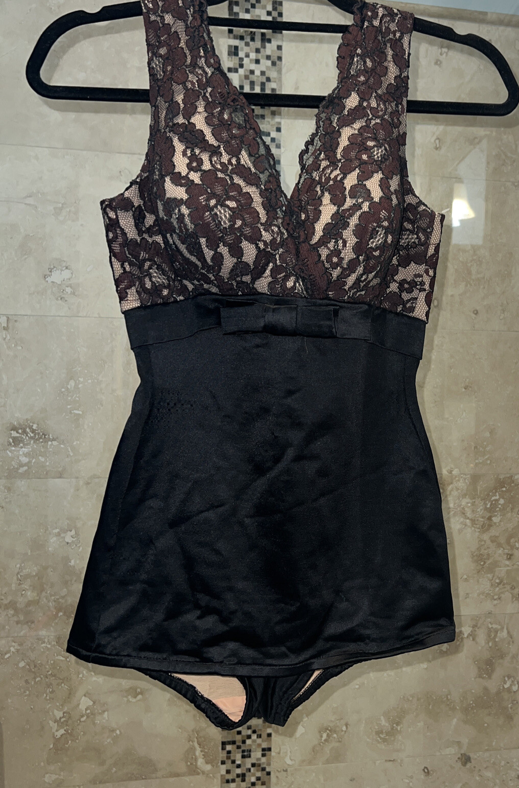 vtg 1950/60’s brown womens swimsuit catalina california Lace Top Curvey READ