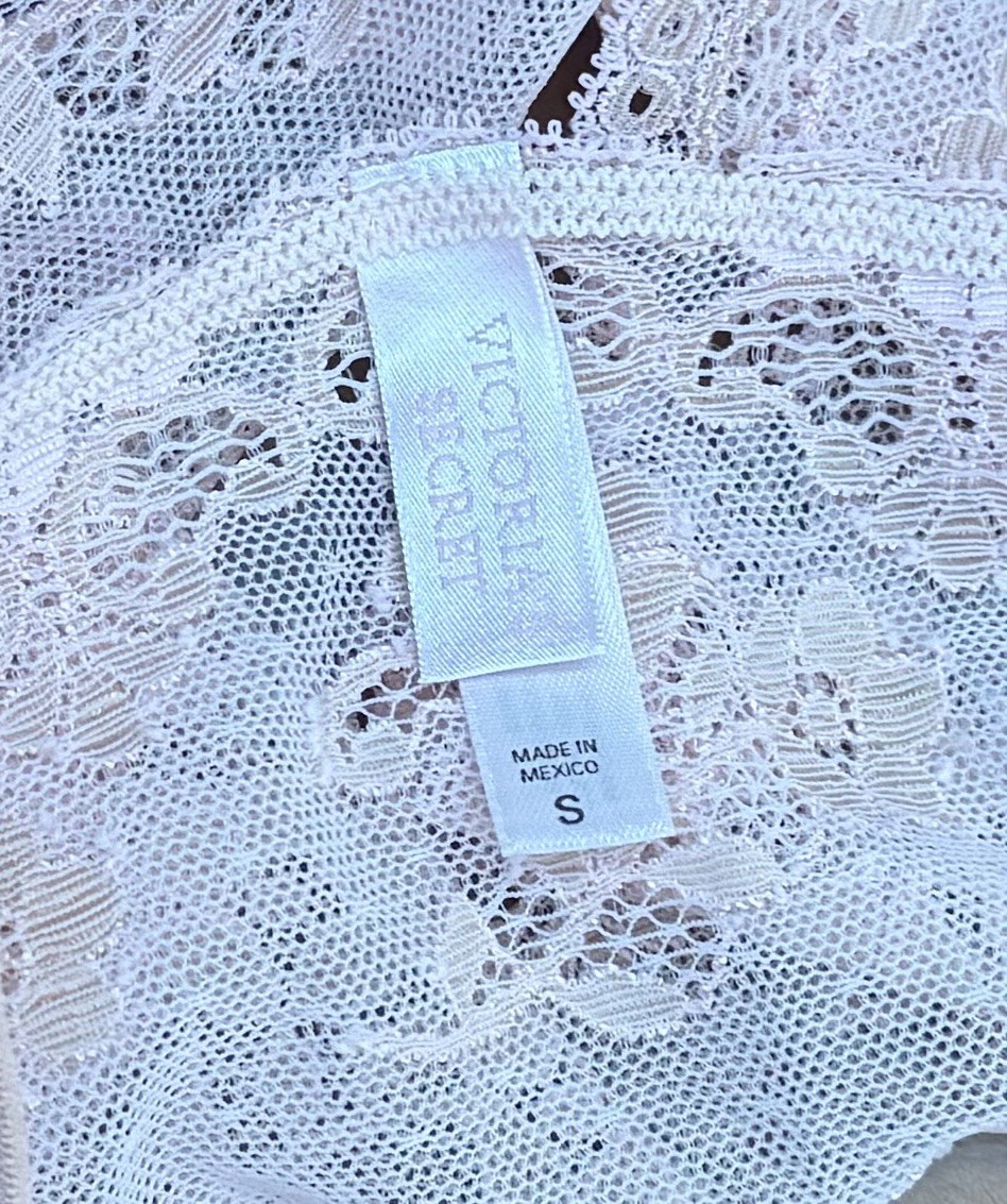 Victoria’s Secret Pink Victorian Sheer Lace Flowers Cami Panty Set Sz Small VTG