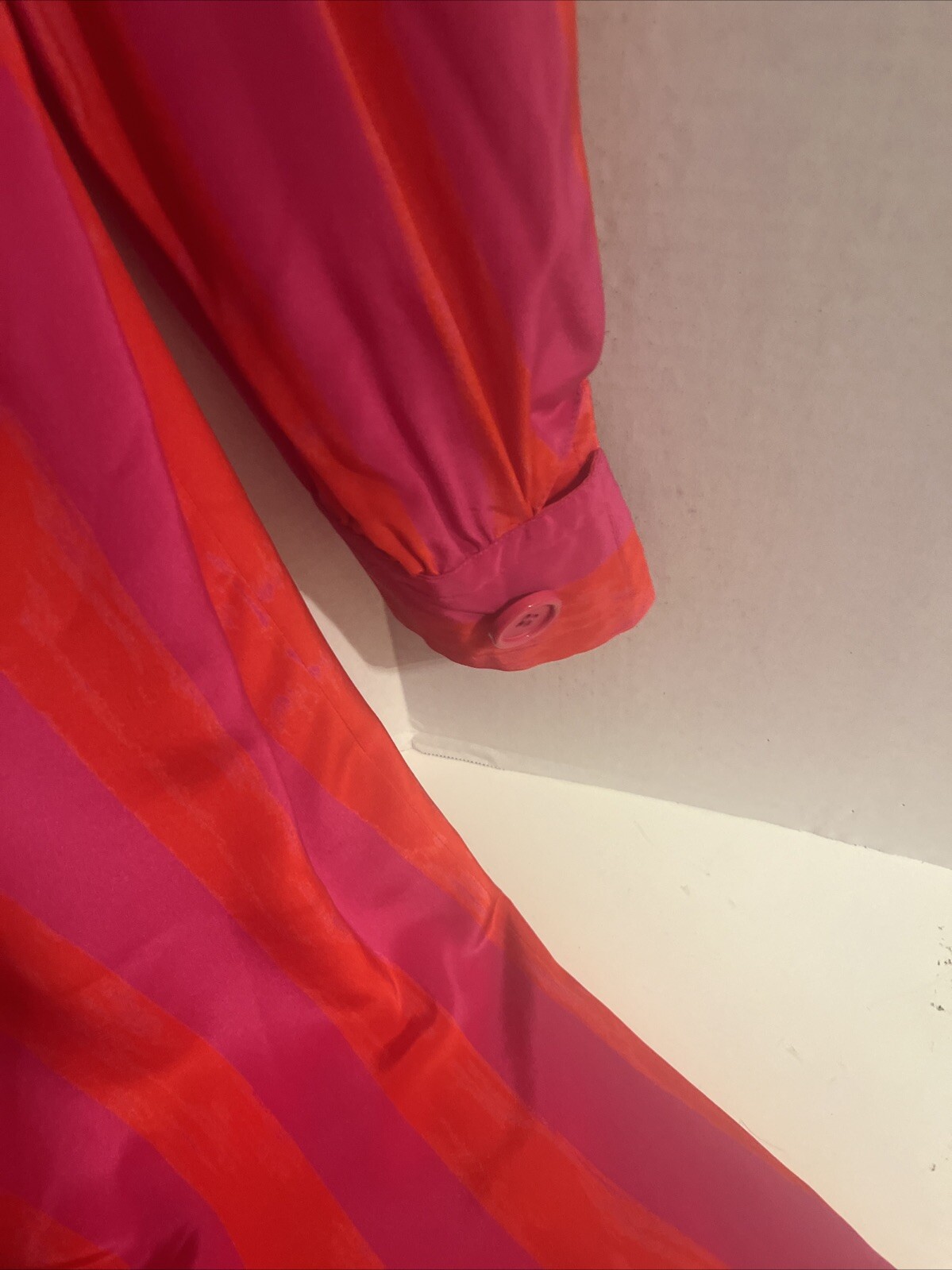 VINTAGE ADELE SIMPSON SILK COCKTAIL SHIFT DRESS PINK ORANGE Striped Size 12