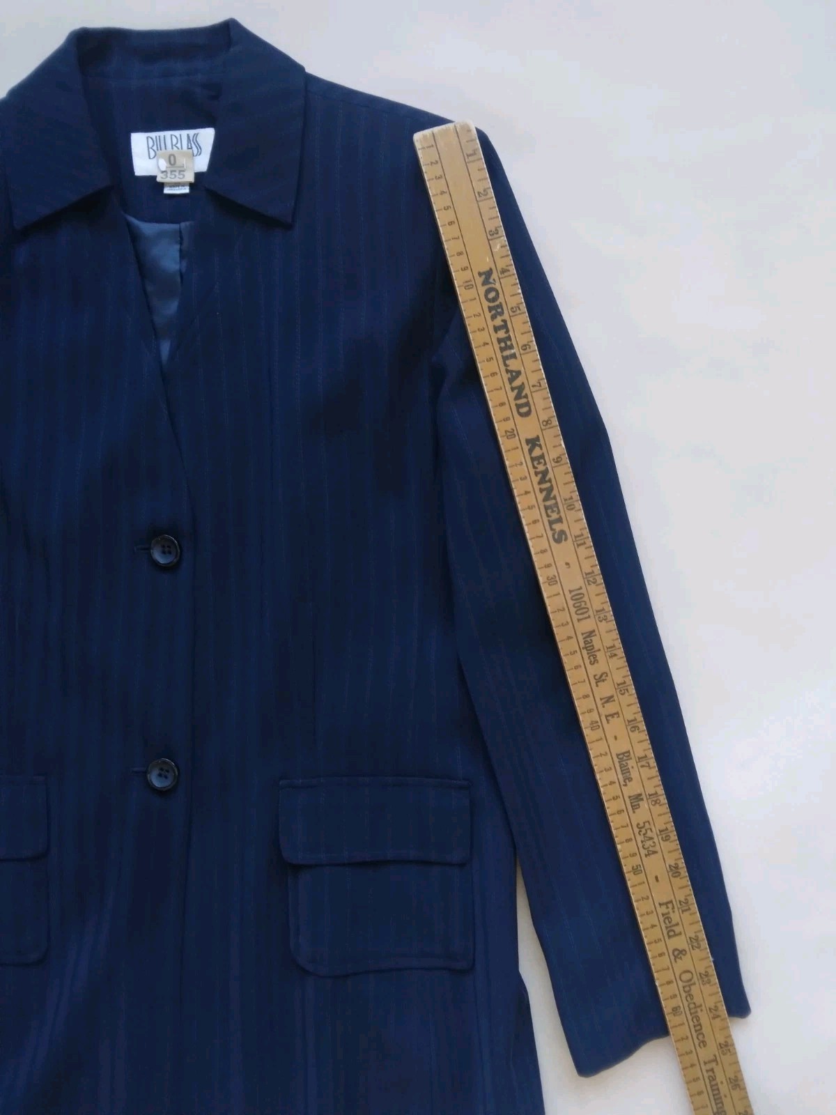 Bill Blass Womens Blazer Sz 14 Sport Jacket Dress Coat Navy w/ Pinstripes