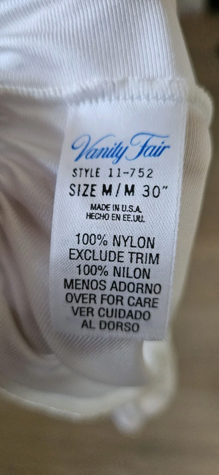 Vtg Vanity Fair Nylon White 38/44″ Camisole And Medium 30″ Half Slip, Excellent