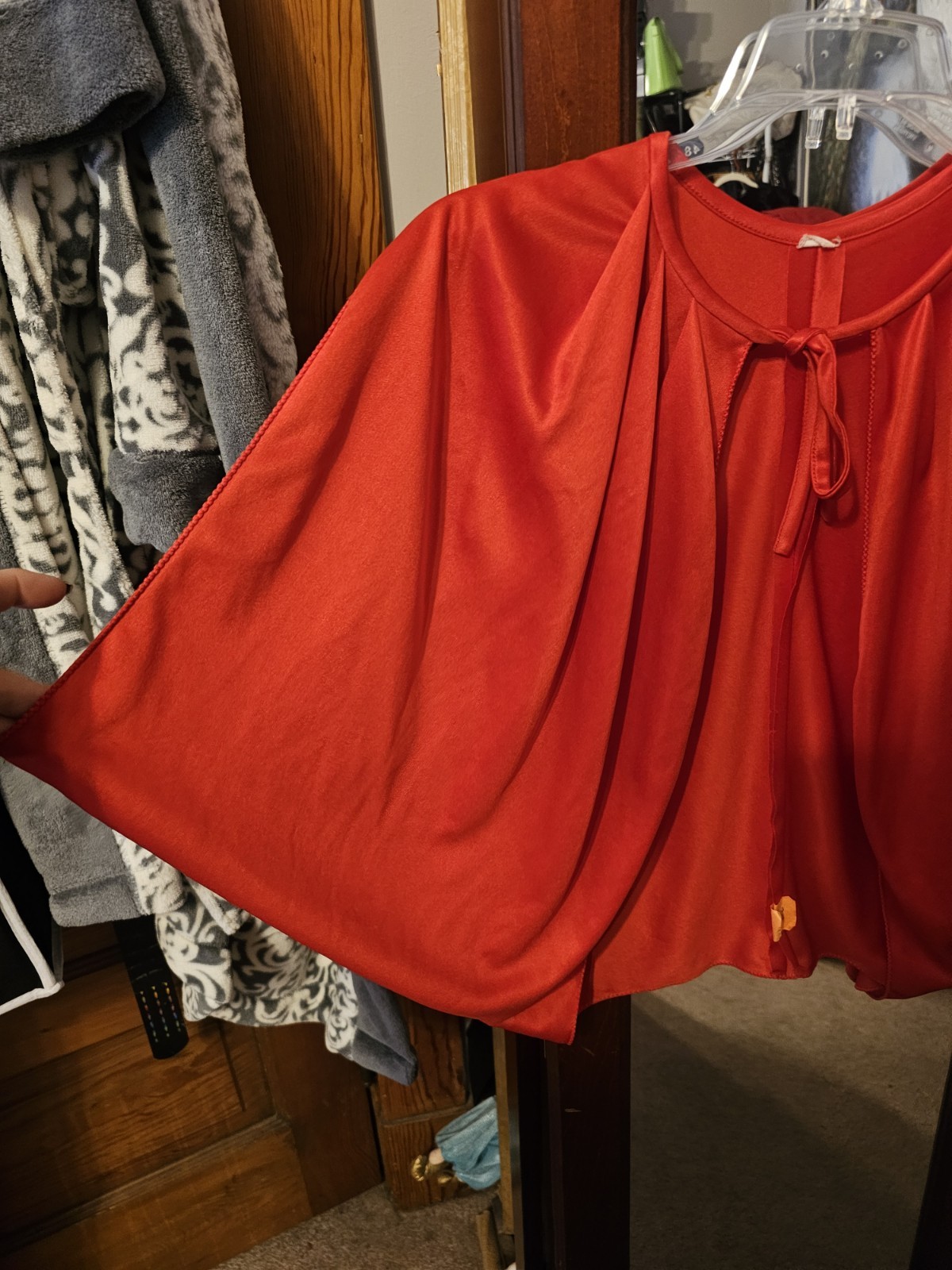 True Vintage Unbranded 1970s Caolet Dress Long Red Disco Evening Caplet Size…
