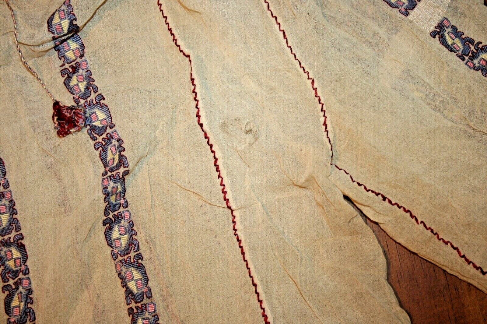 Vtg Silk Embroidered Hungarian Romanian Chiffon Gauze Sheer Peasant Blouse Boho