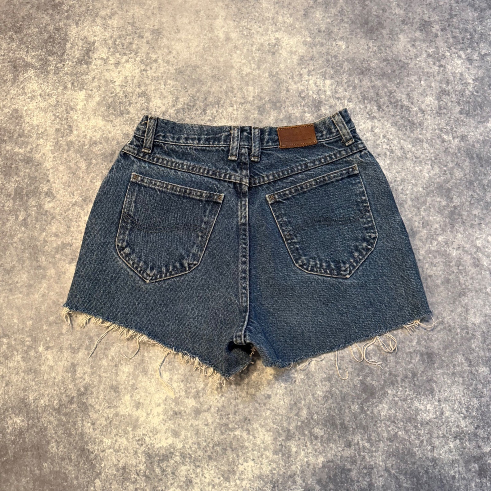 Vintage Lee High Waisted Denim Cut Off Shorts Medium Wash Blue Cotton USA Made 9