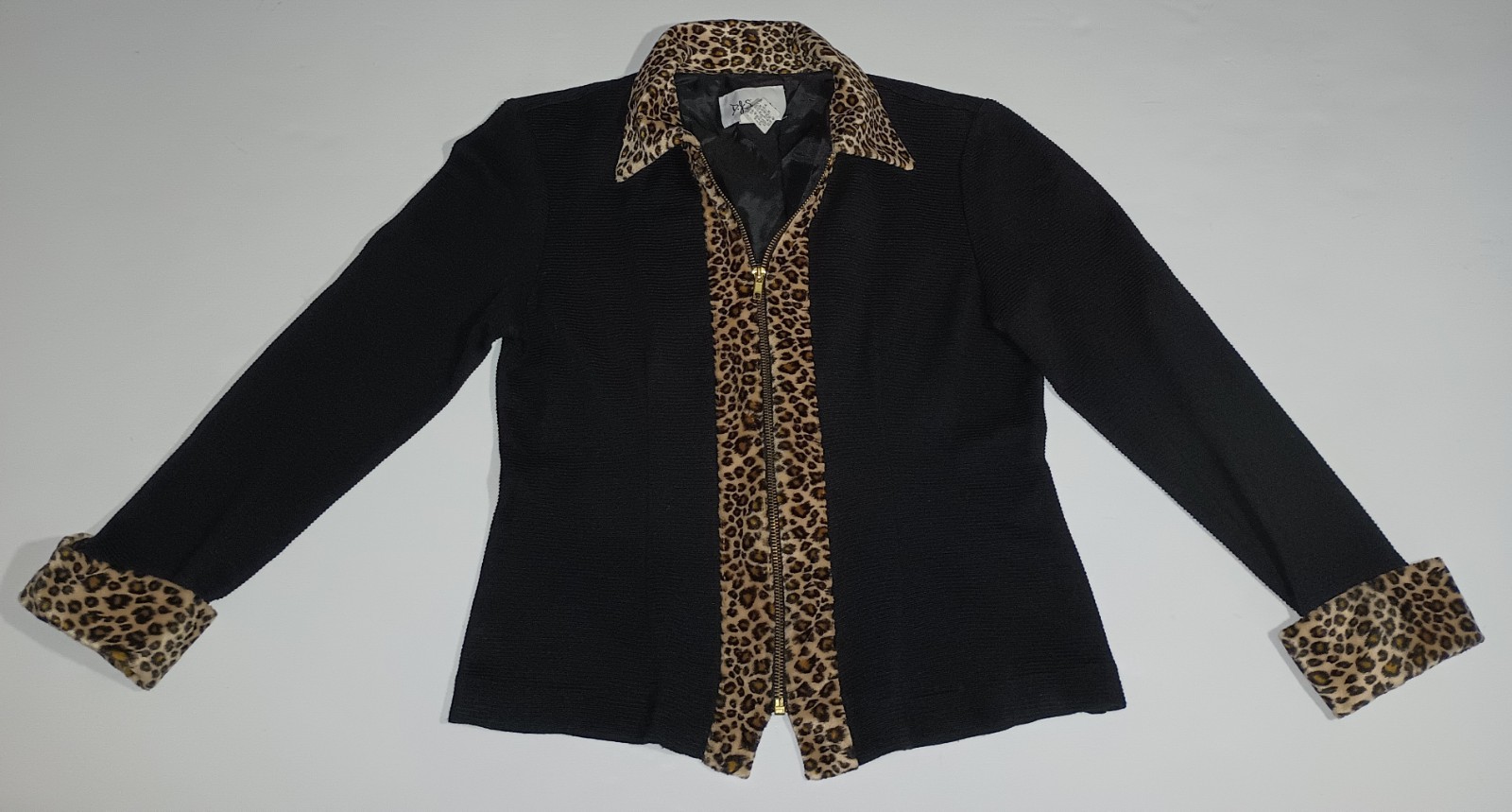 Vtg D. J Summers 80s Y2K Cheetah Leopard Print Zip Up Collared Jacket Top 🥀