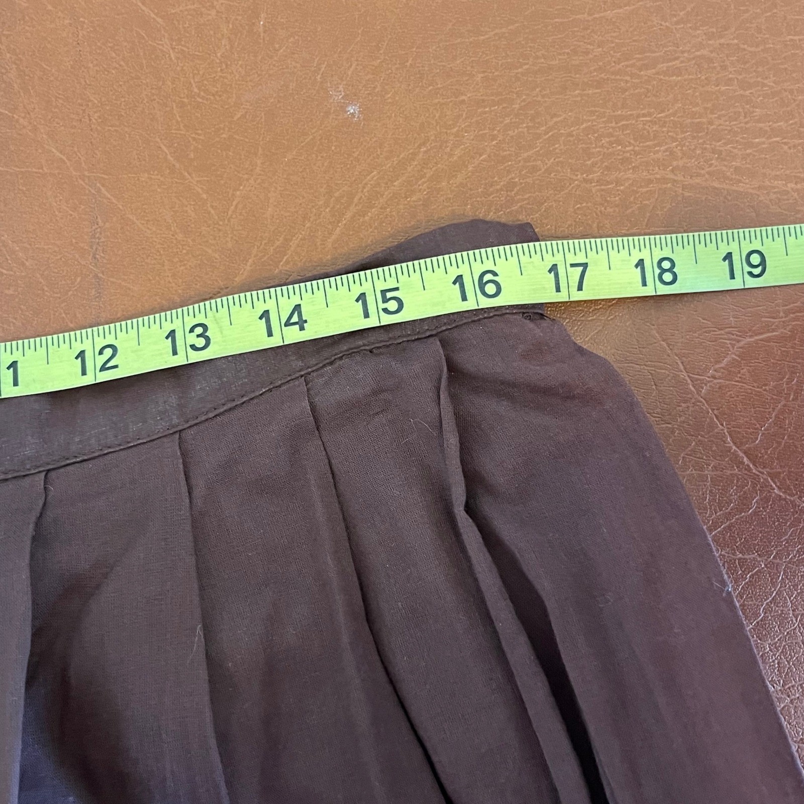 Vintage Tommy Bahama Boho Pleated Embroidered Midi Skirt Brown Size 12