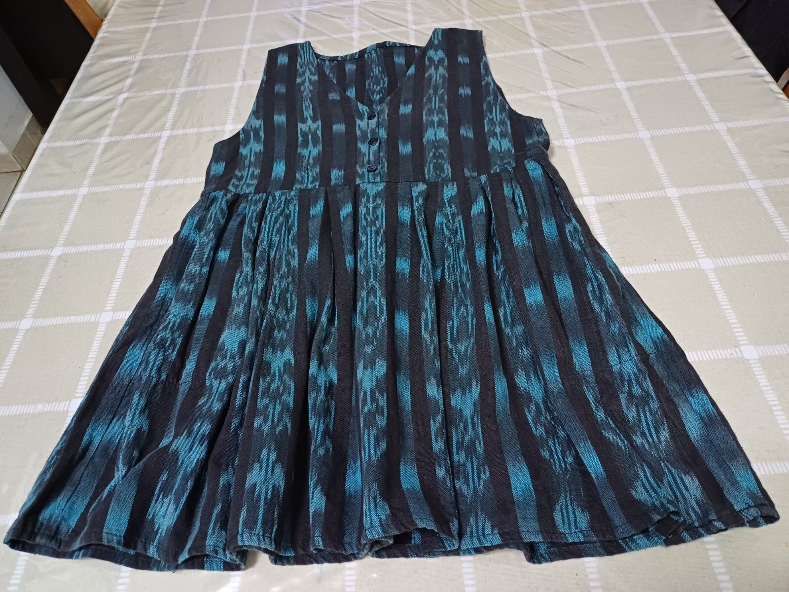 Vtg Guatemalam Mayan Young Women Flared Cotton dress Traditional Hand Made Sz S