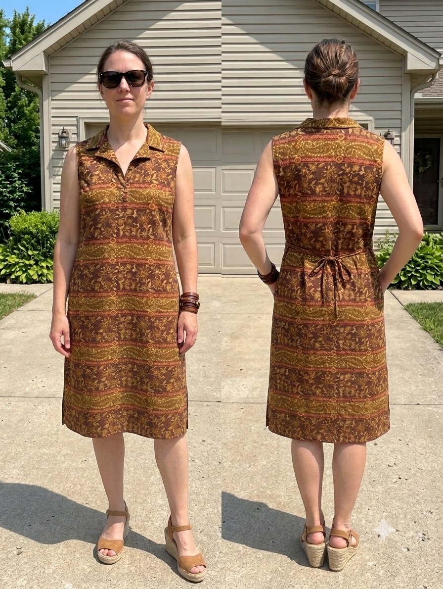 Vintage 90s R&K Originals Paisley Floral Dress 12 Brown Gold Whimsigoth Shift