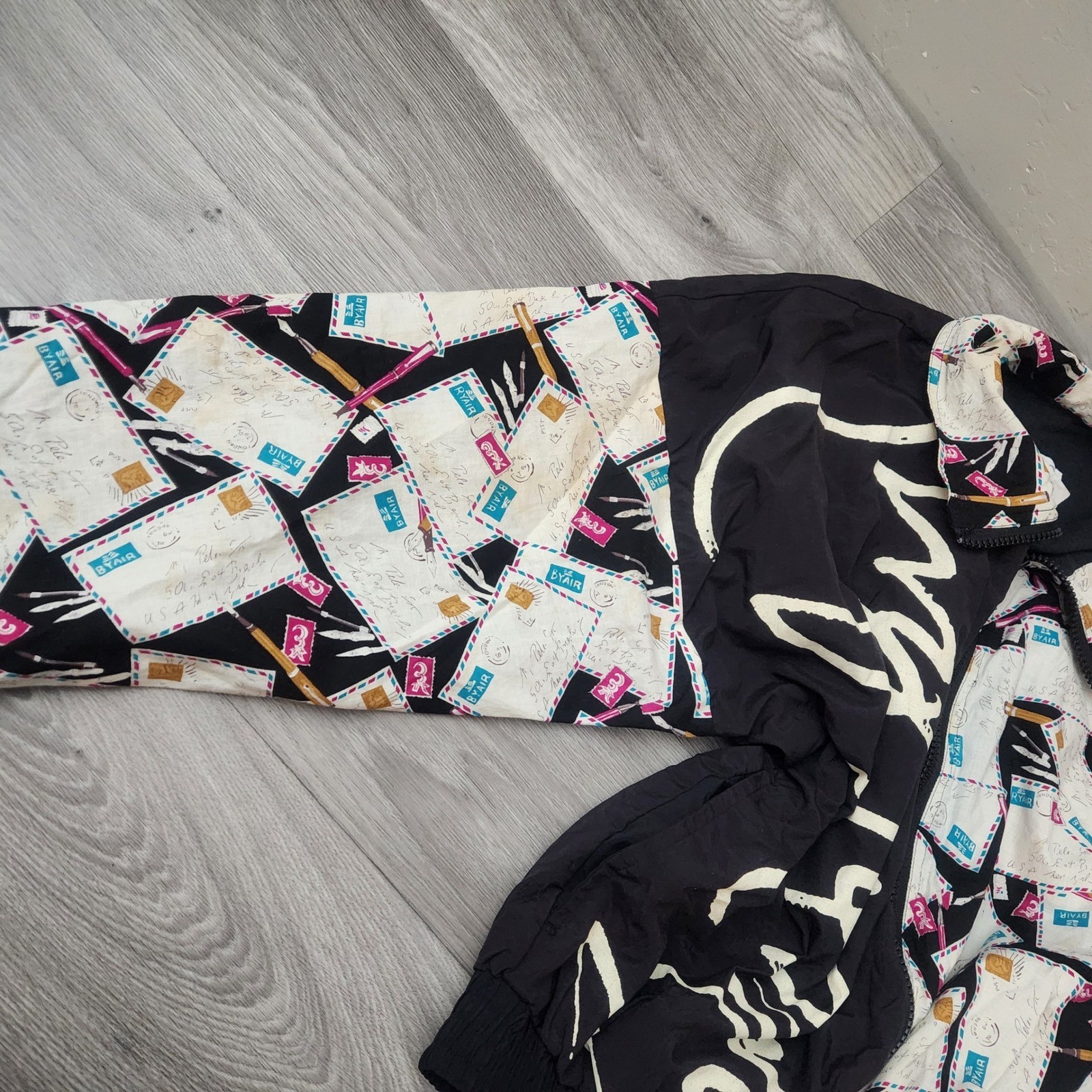 Vintage William Serbin Jacket Size M Abstract Art Zip Up Made in USA Bomber Mail