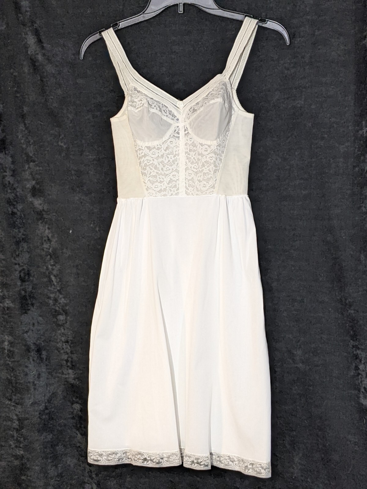Aristocraft Superior 60s Slip Nylon Lace Structured Bust Lingerie Sz 34 A Short
