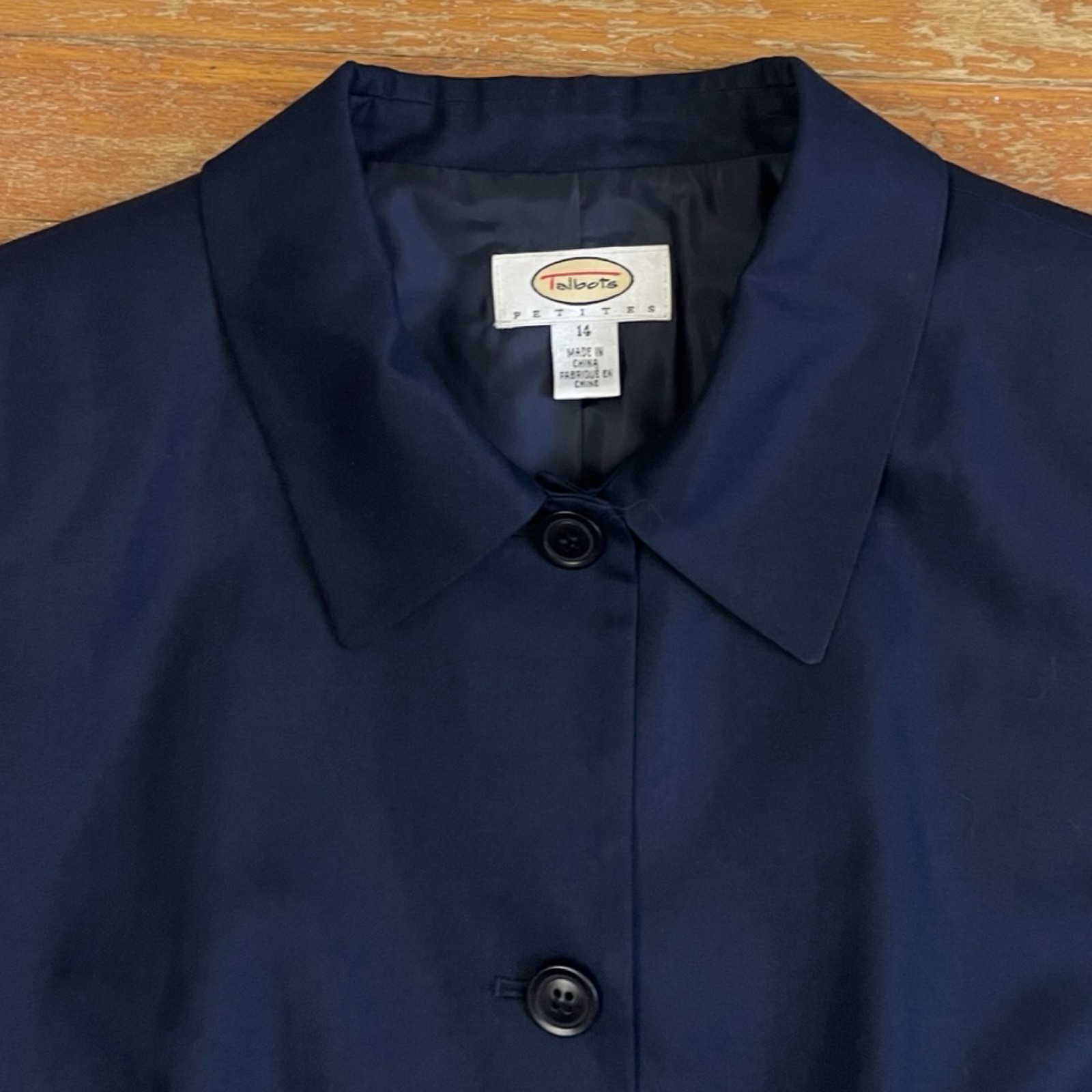 Vintage Silk & Wool Blazer Size Large Petite 1990s Talbots Navy Blue Jacket