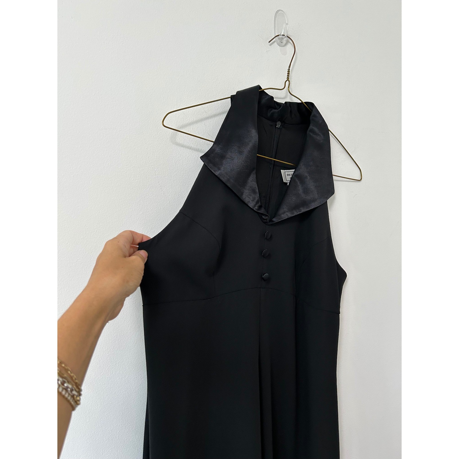 Beechers Brook Tuxedo Halter Maxi Dress Womens 8 Black Vintage Minimalist Gown
