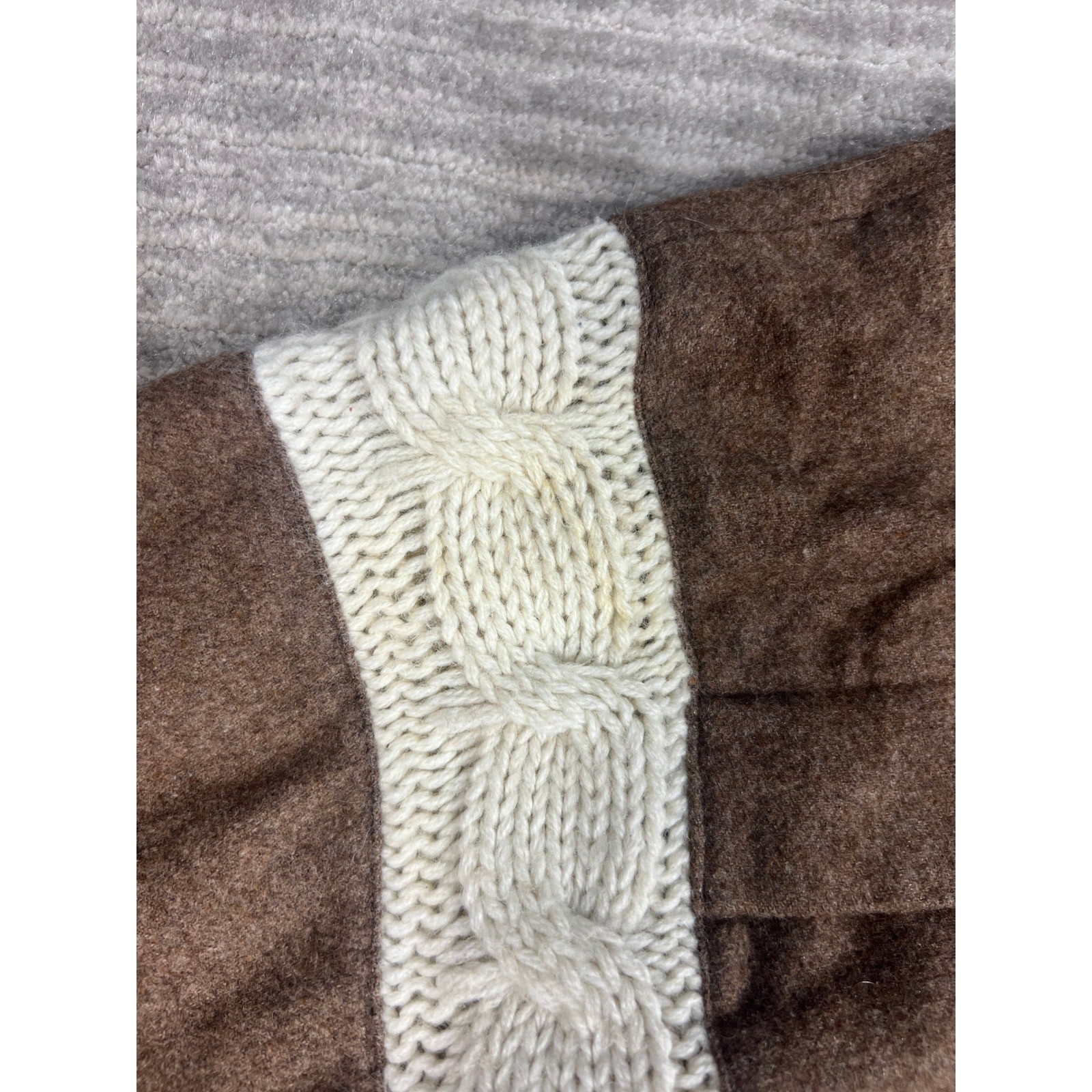 Harrods Dress Womens 38 Brown Wool Blend Midi Italy Cable Knit Button Detail