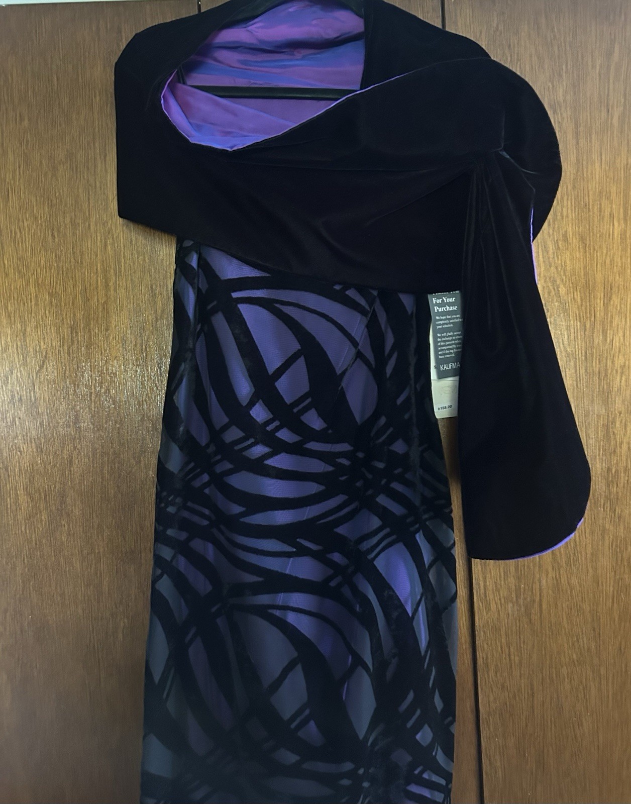 Vintage Arianna by Rachel Kaye Black Purple Velvet Claudie Dress w/Shawl•4•NWT