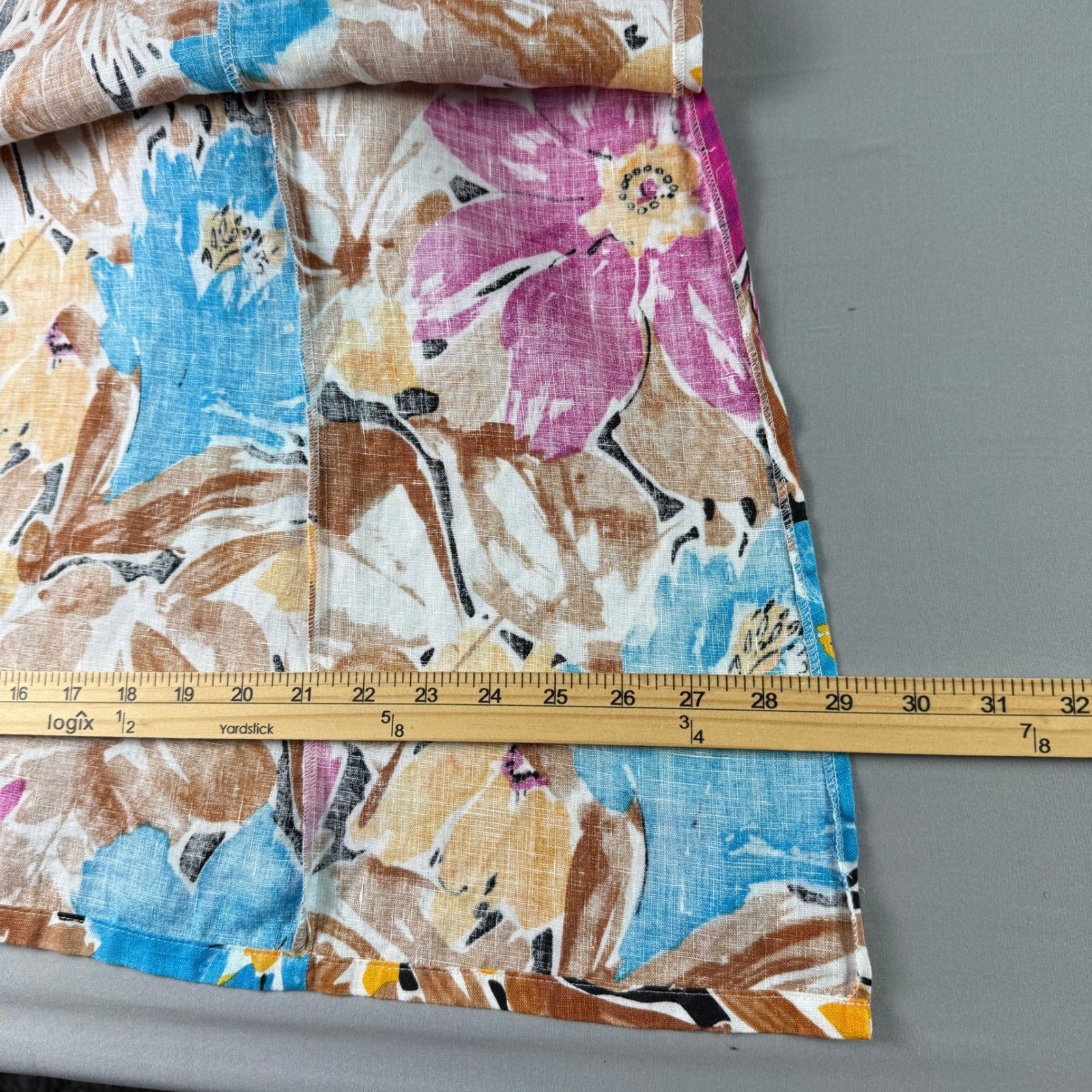 Vintage 90s Choices Multi Floral Linen Tank Dress L Sleeveless Lagenlook Artsy