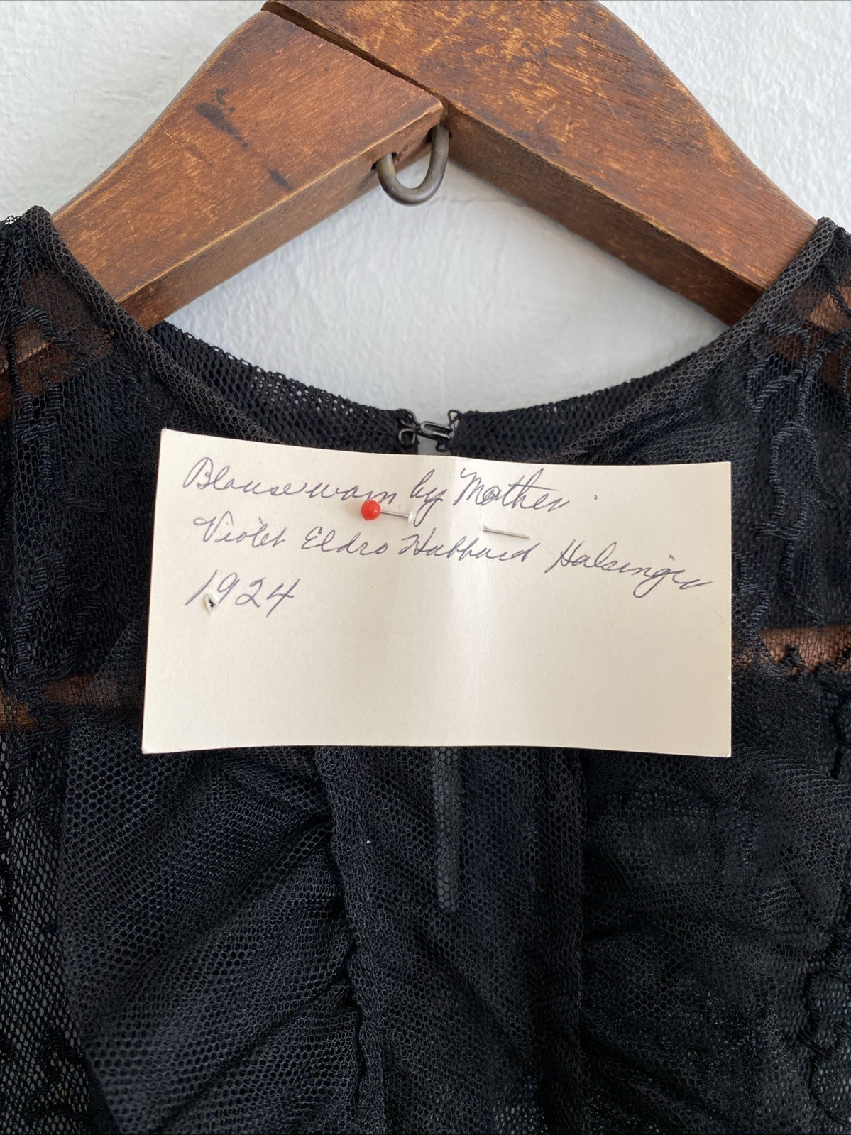 Vintage 20s Sheer Net Tulip Embroider Ruffle Top w/ Antique Keepsake Note Sz S M