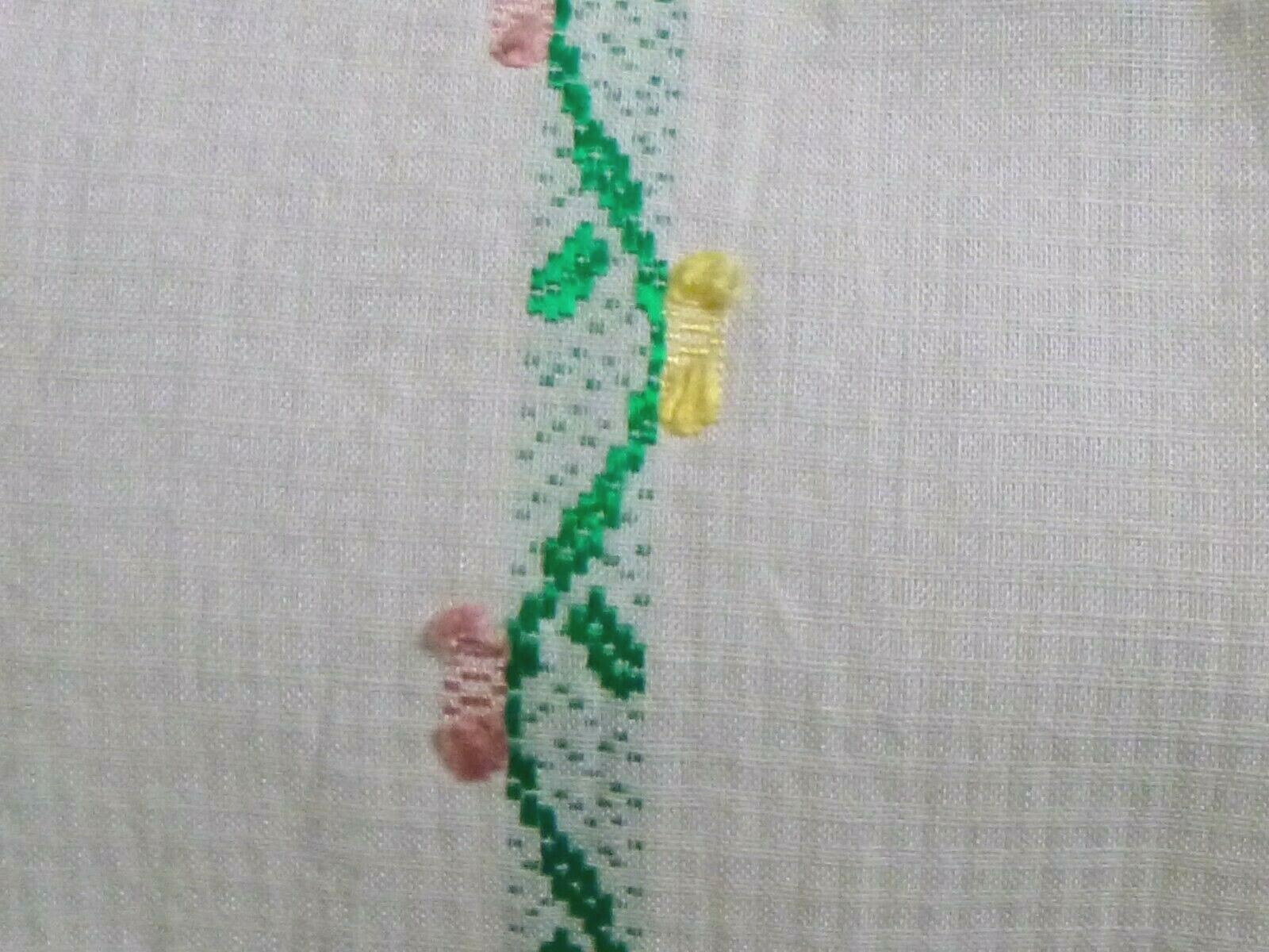 Vtg 50s 60s Cotton Clip Dot Dimity Floral Skirt Green Pink Yellow 23″ Waist