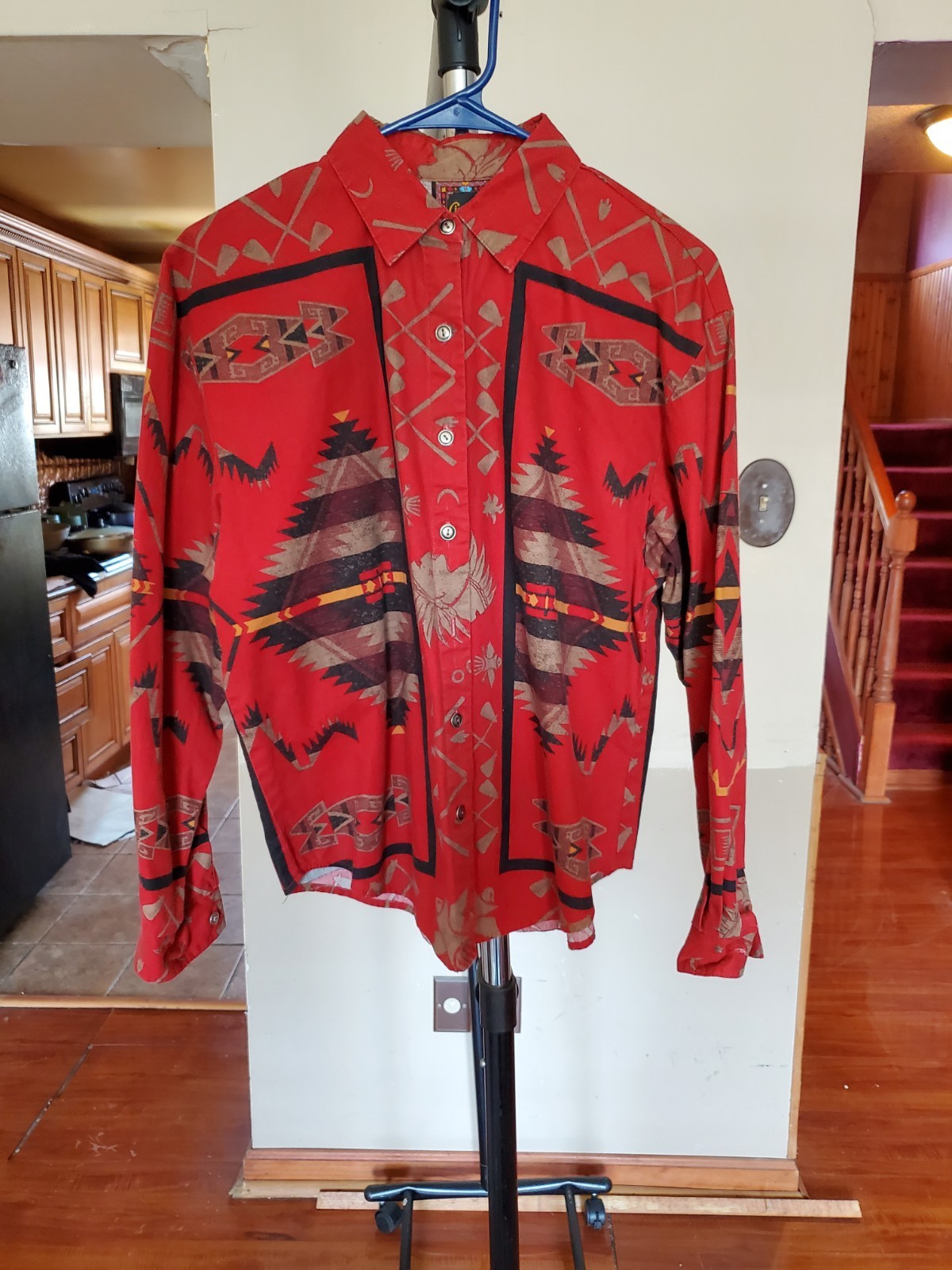 Vintage 1990’s CIRCLE T Western aztec Native american Long Sleeve Shirt size M