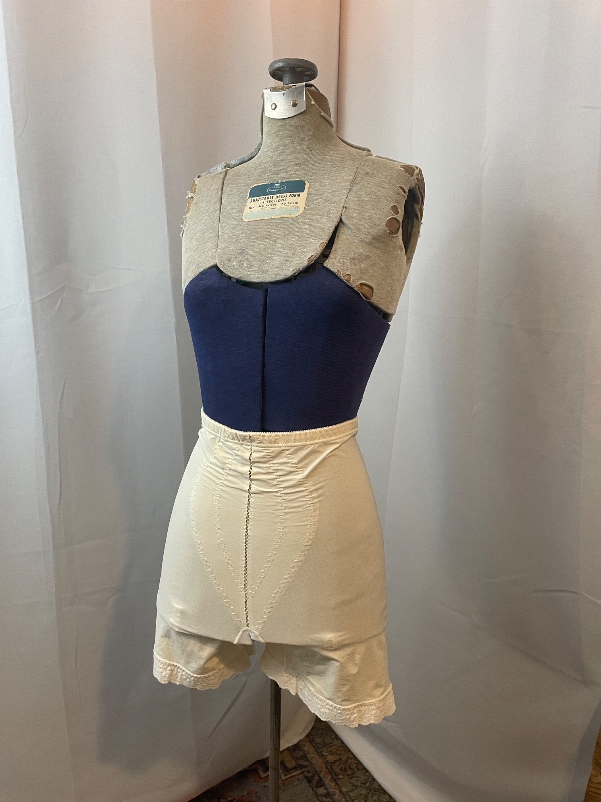 Long Leg Girdle Pinup Shapewear Platex Vintage 1960s Ivory White L