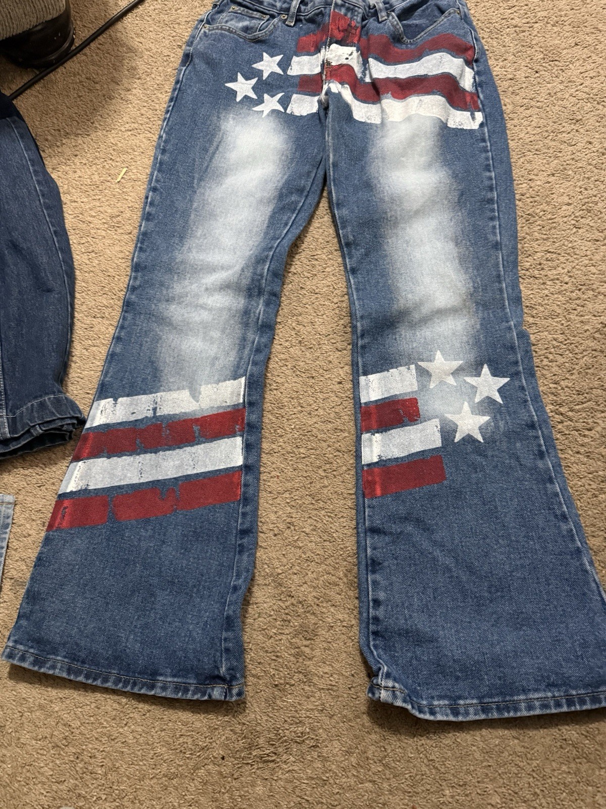 Vintage Y2K American Flag No Excuses Blue Jeans In Size 5/6 Made In USA