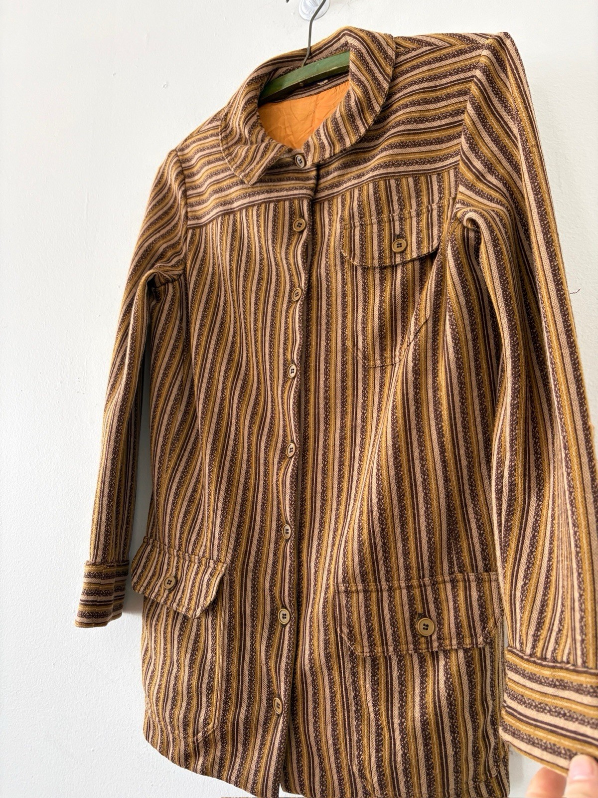 Vintage 70s 60s Cacharel Jacquard Utility Shirt Jacket And Wide Flared Trouser S