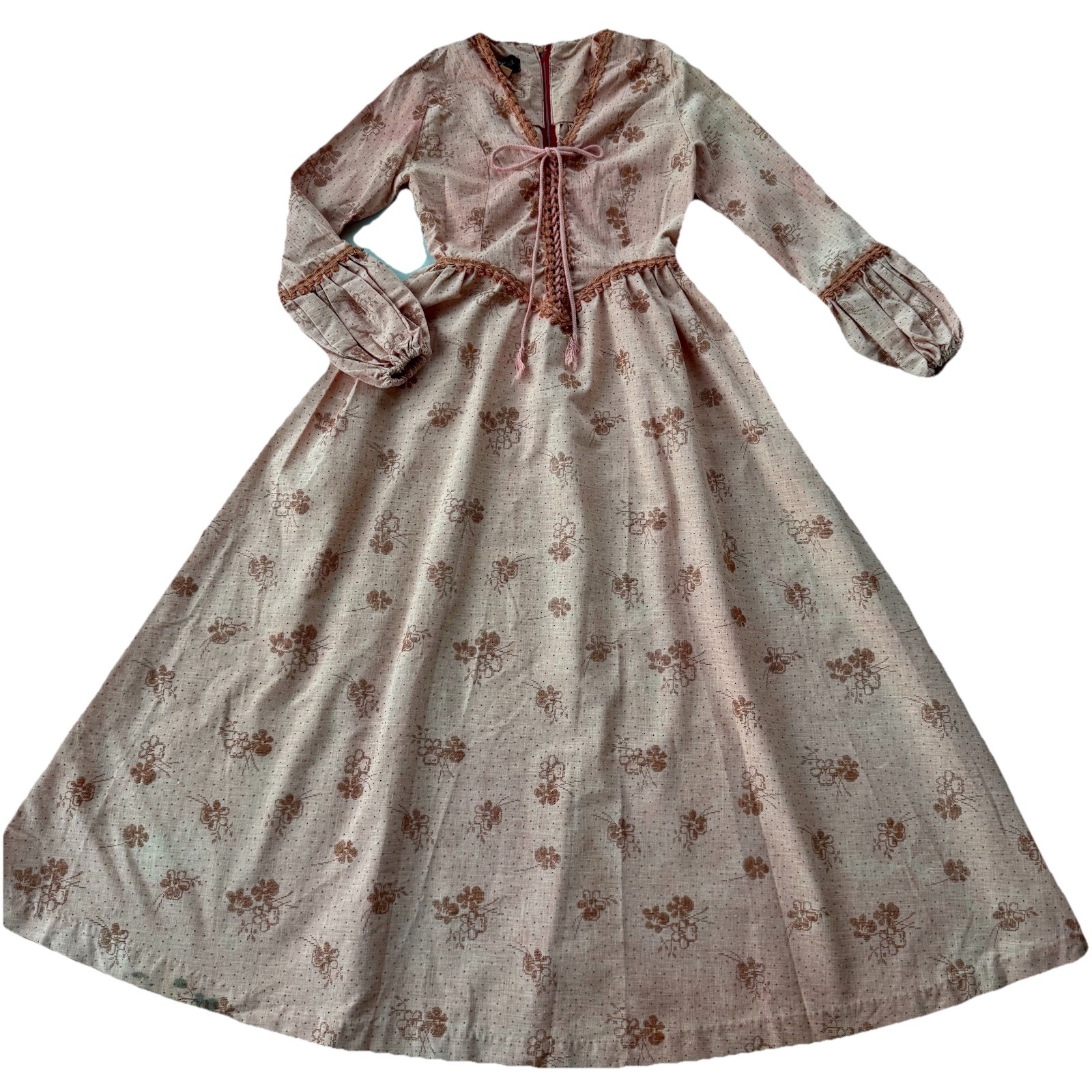 Vintage 1970s Gunne Sax By Jessica Maxi Dress Size 11 Corset CottageCore Prairie