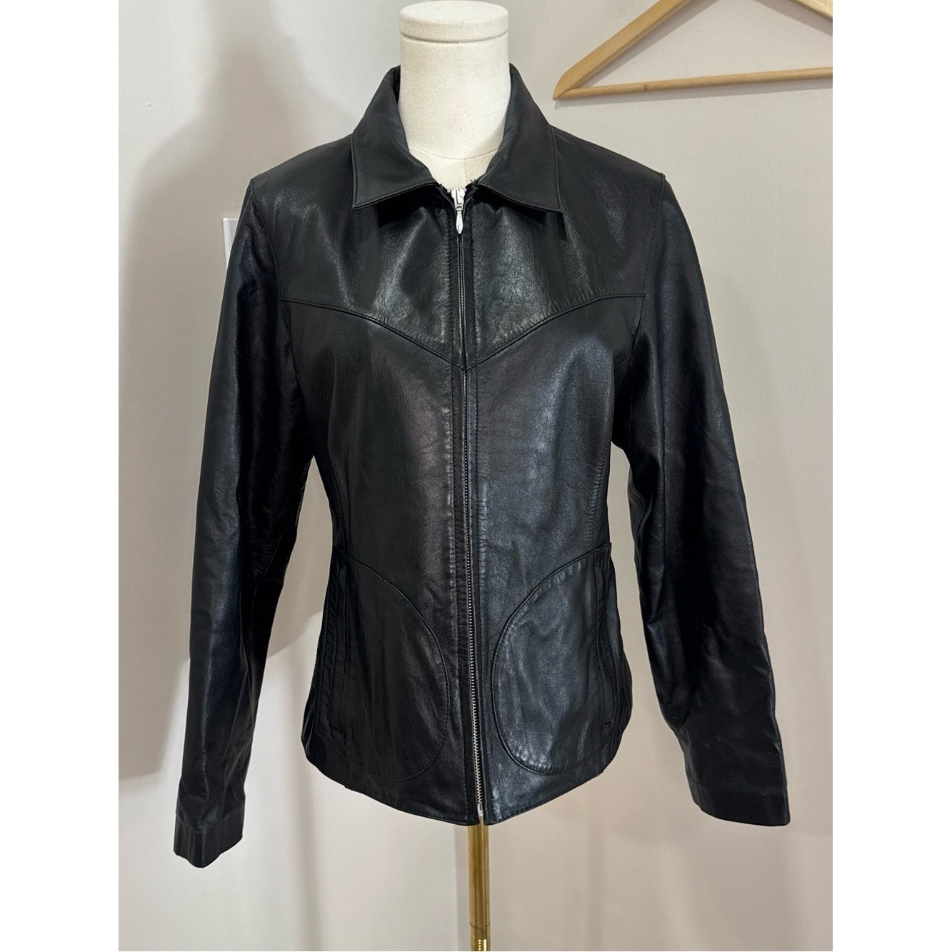 Vintage Wilsons Leather Maxima Ladies Jacket 100% Leather Medium Black