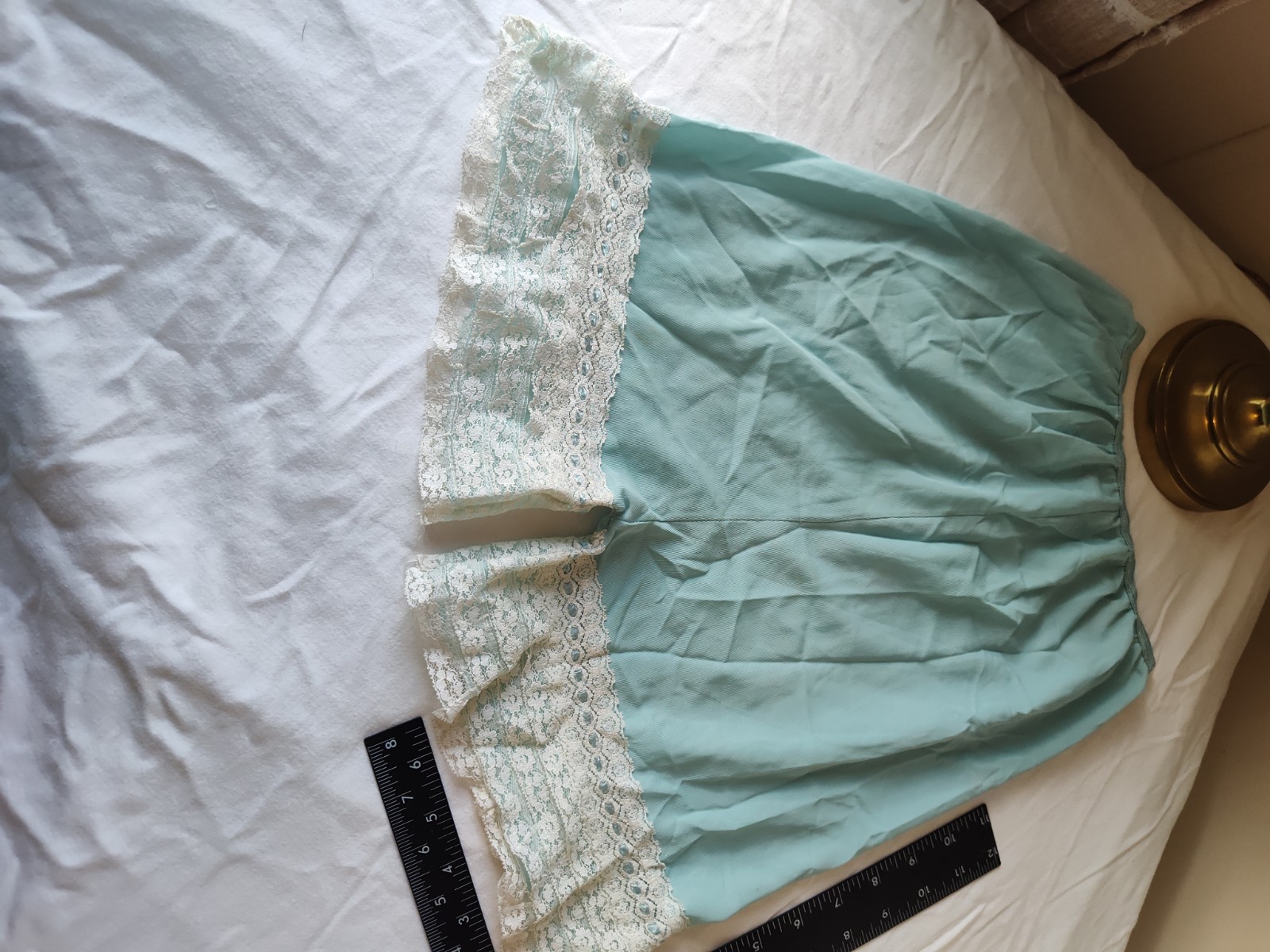 Vintage Teal And White Bloomers With Lace Accent
